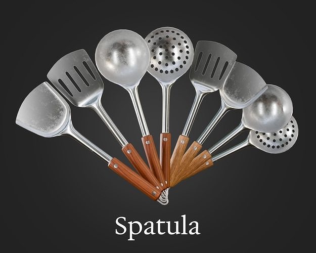 Spatula Set realistic Low-poly 3D model