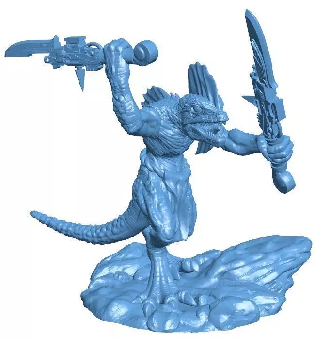 Salamander warrior Low-poly 3D model_0