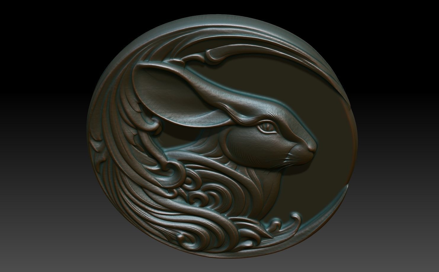 Rabbit Basrelief 240531 3D print model_3
