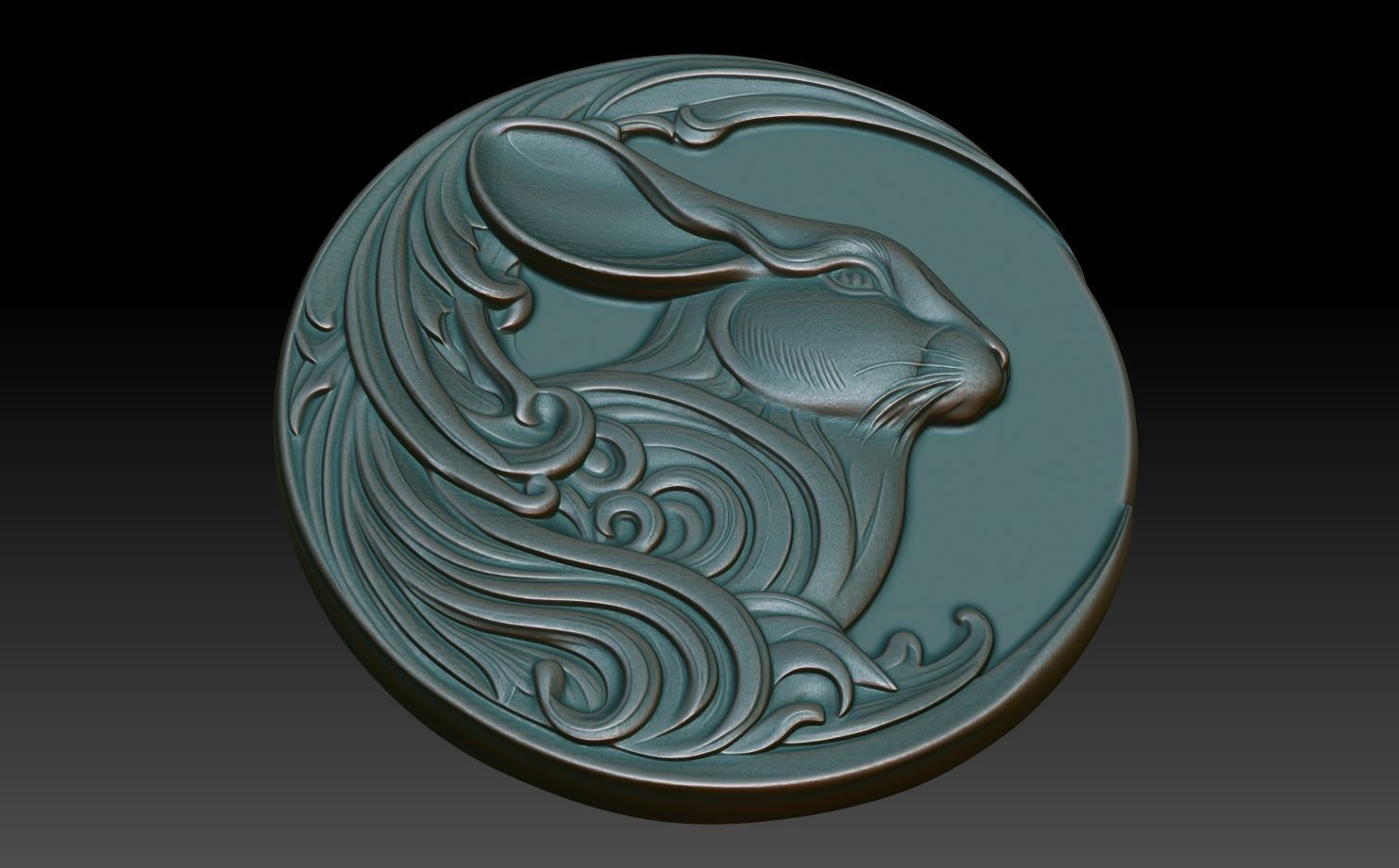 Rabbit Basrelief 240531 3D print model_4