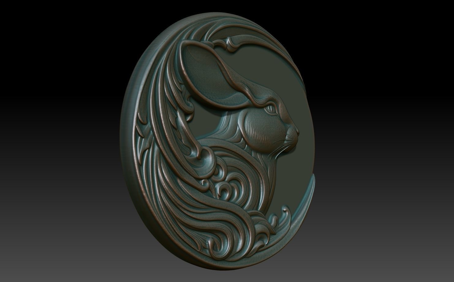 Rabbit Basrelief 240531 3D print model_2