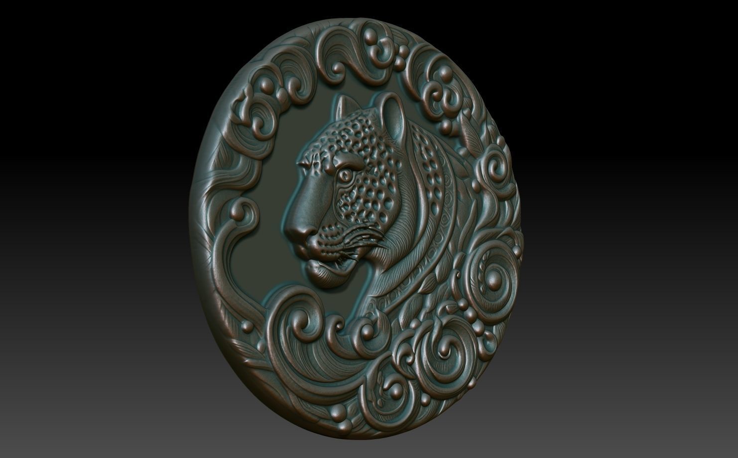 Leopard Basrelief 240531 3D print model_2