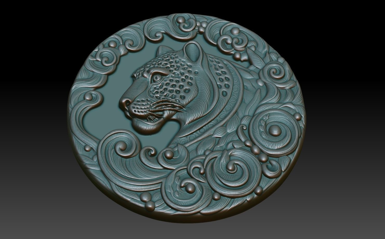 Leopard Basrelief 240531 3D print model_4