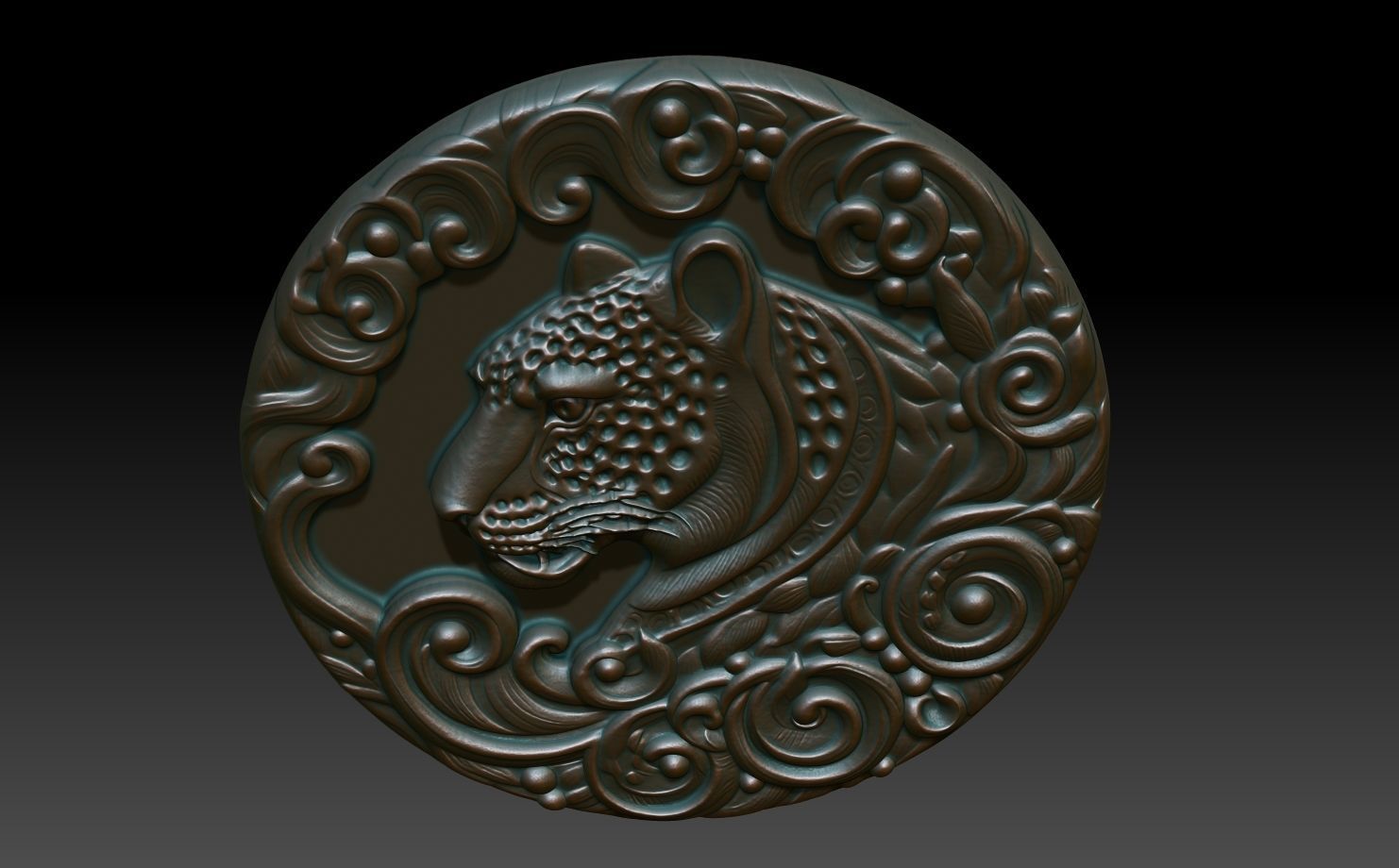Leopard Basrelief 240531 3D print model_3