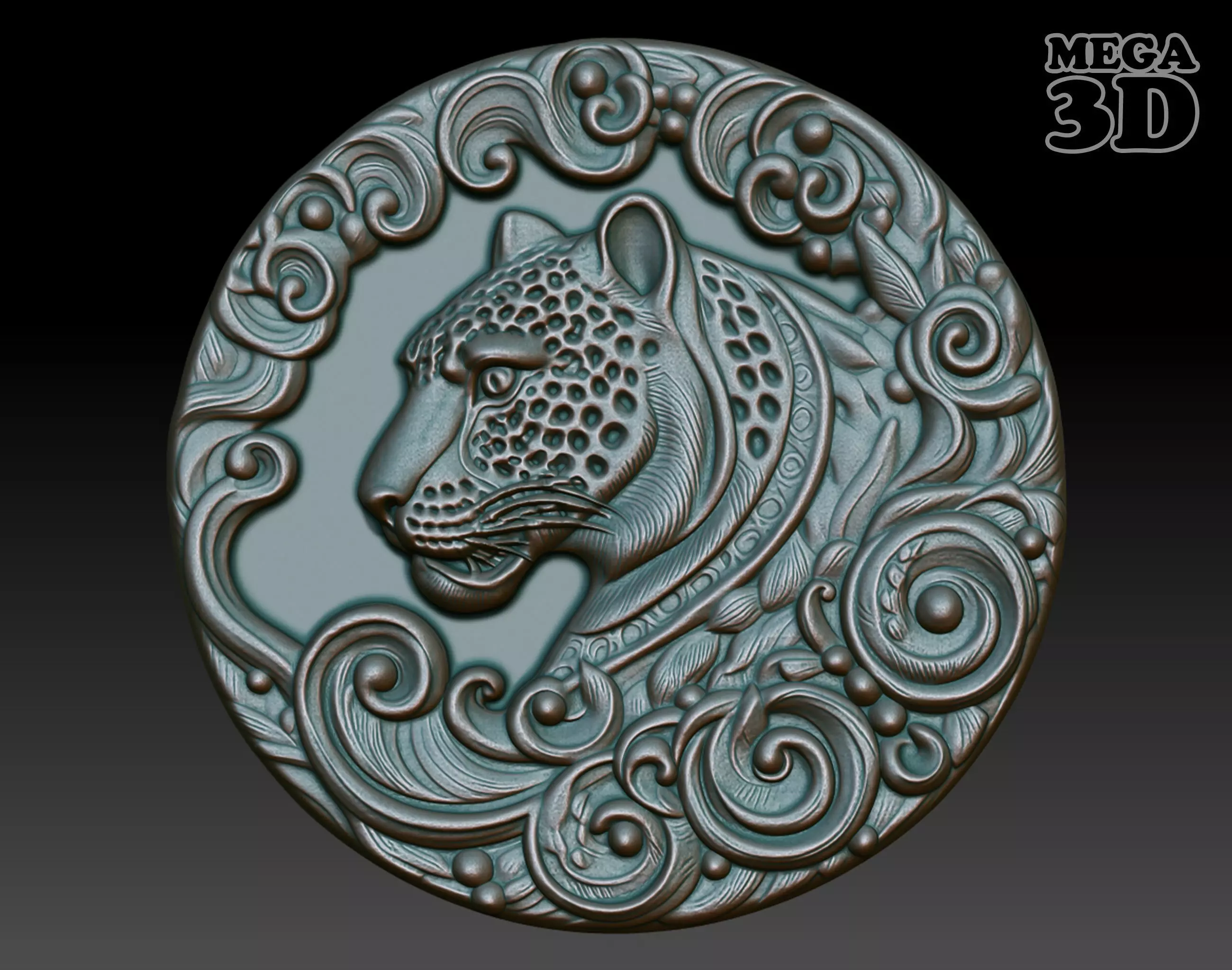 Leopard Basrelief 240531 3D print model_0