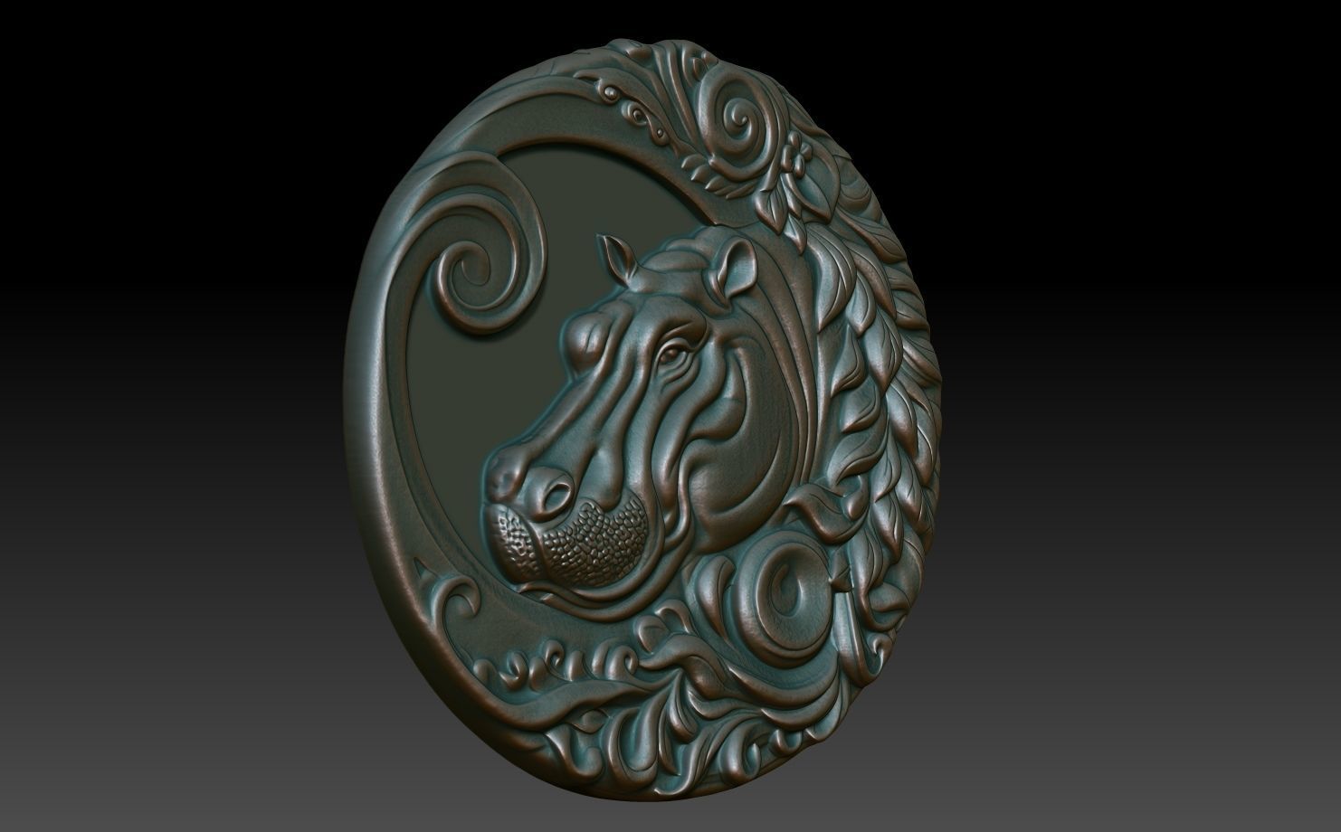 Hippopotamus Basrelief 240531 3D print model_2