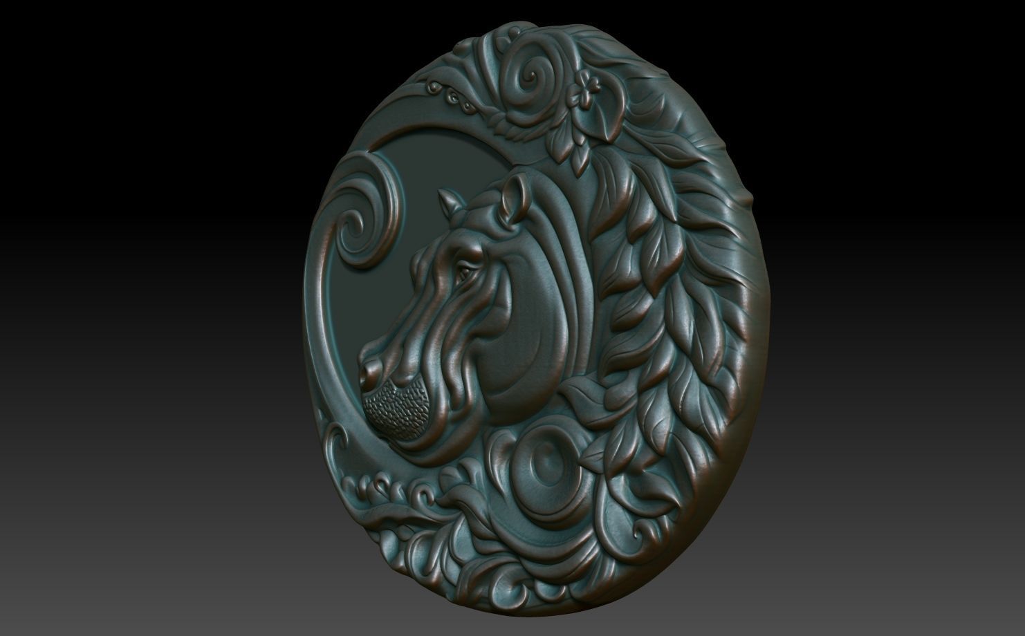 Hippopotamus Basrelief 240531 3D print model_1