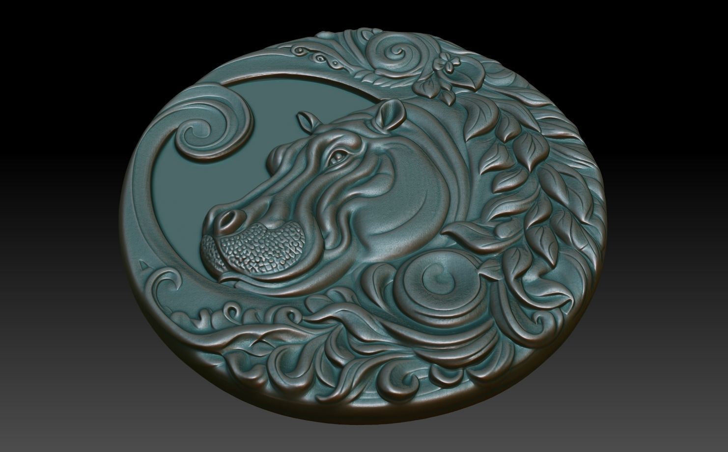 Hippopotamus Basrelief 240531 3D print model_4
