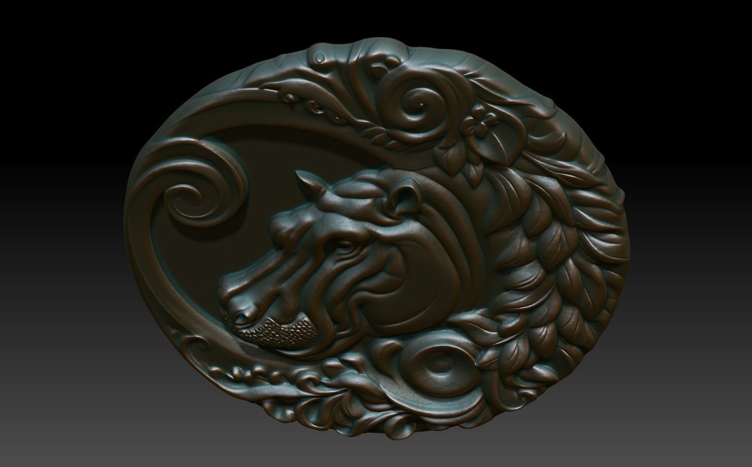 Hippopotamus Basrelief 240531 3D print model_3
