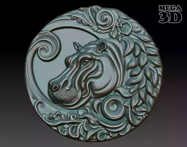 Hippopotamus Basrelief 240531 3D print model