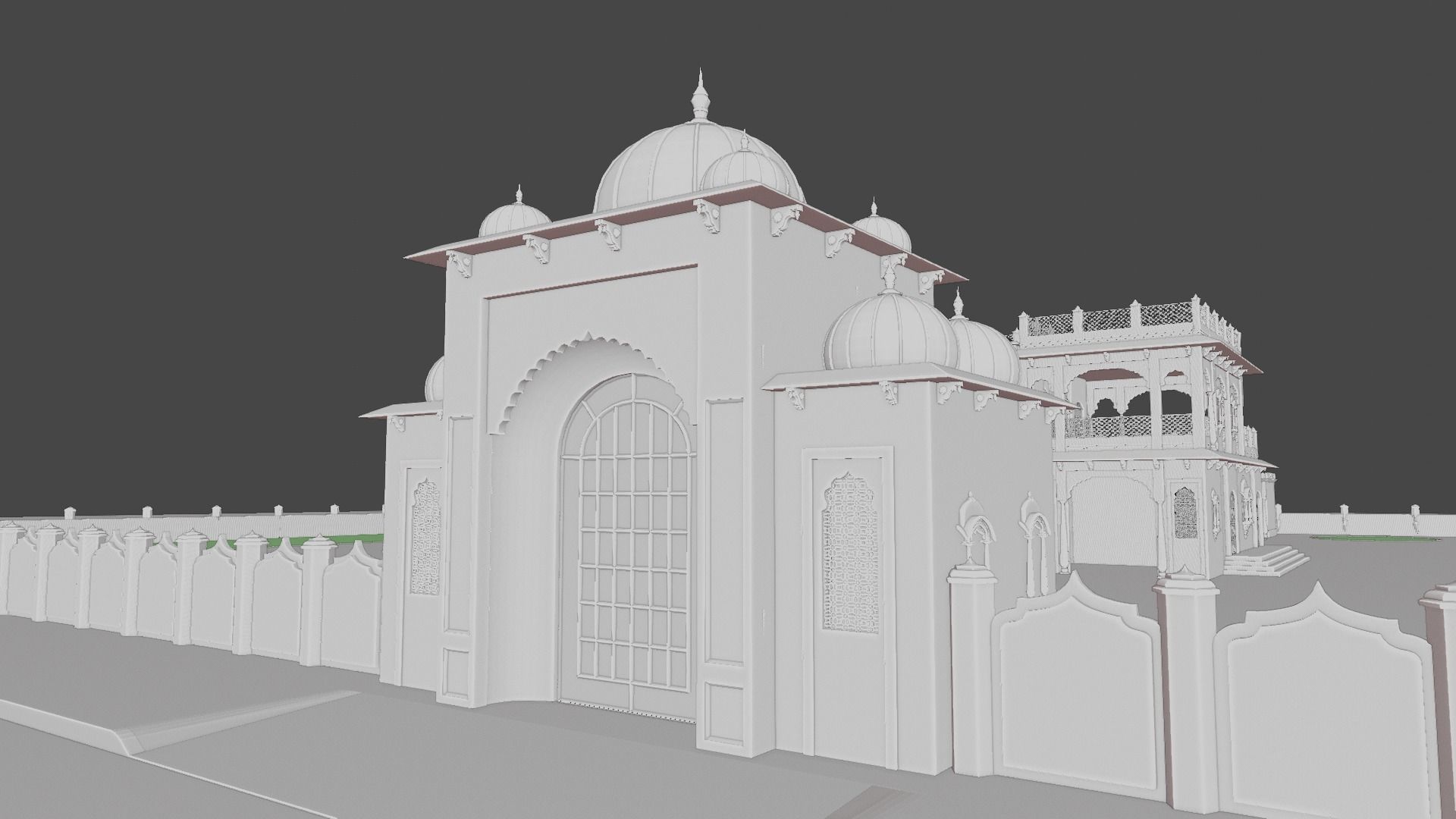 Indian Haweli Exterior Architecture 3D model_13