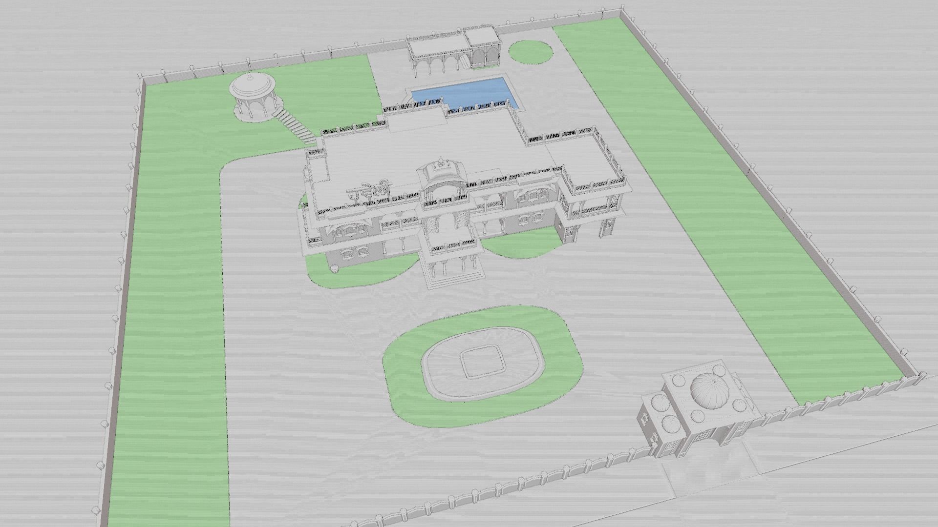 Indian Haweli Exterior Architecture 3D model_7