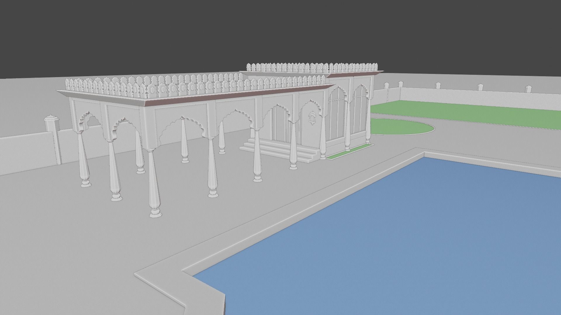 Indian Haweli Exterior Architecture 3D model_12