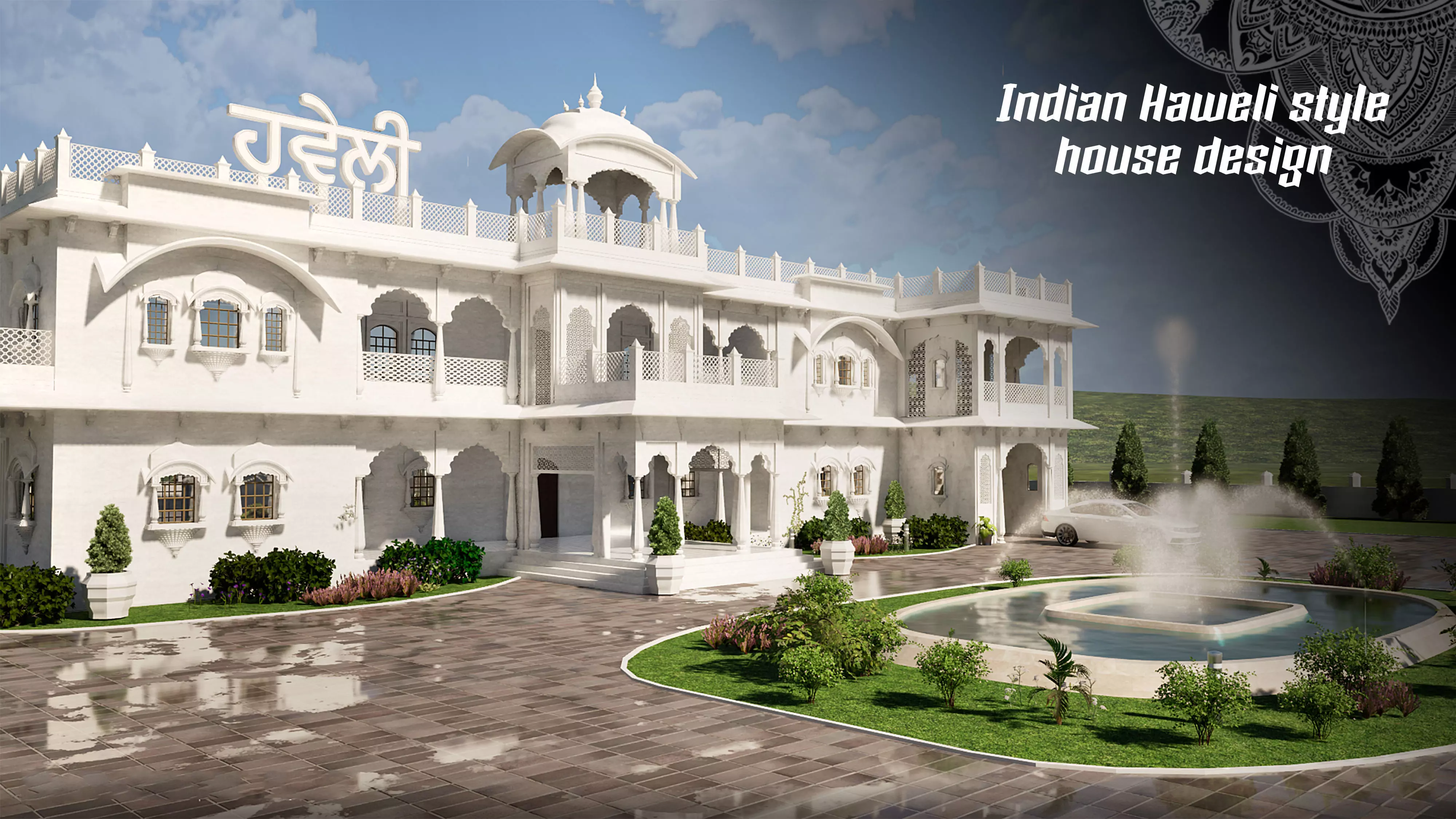Indian Haweli Exterior Architecture 3D model_0