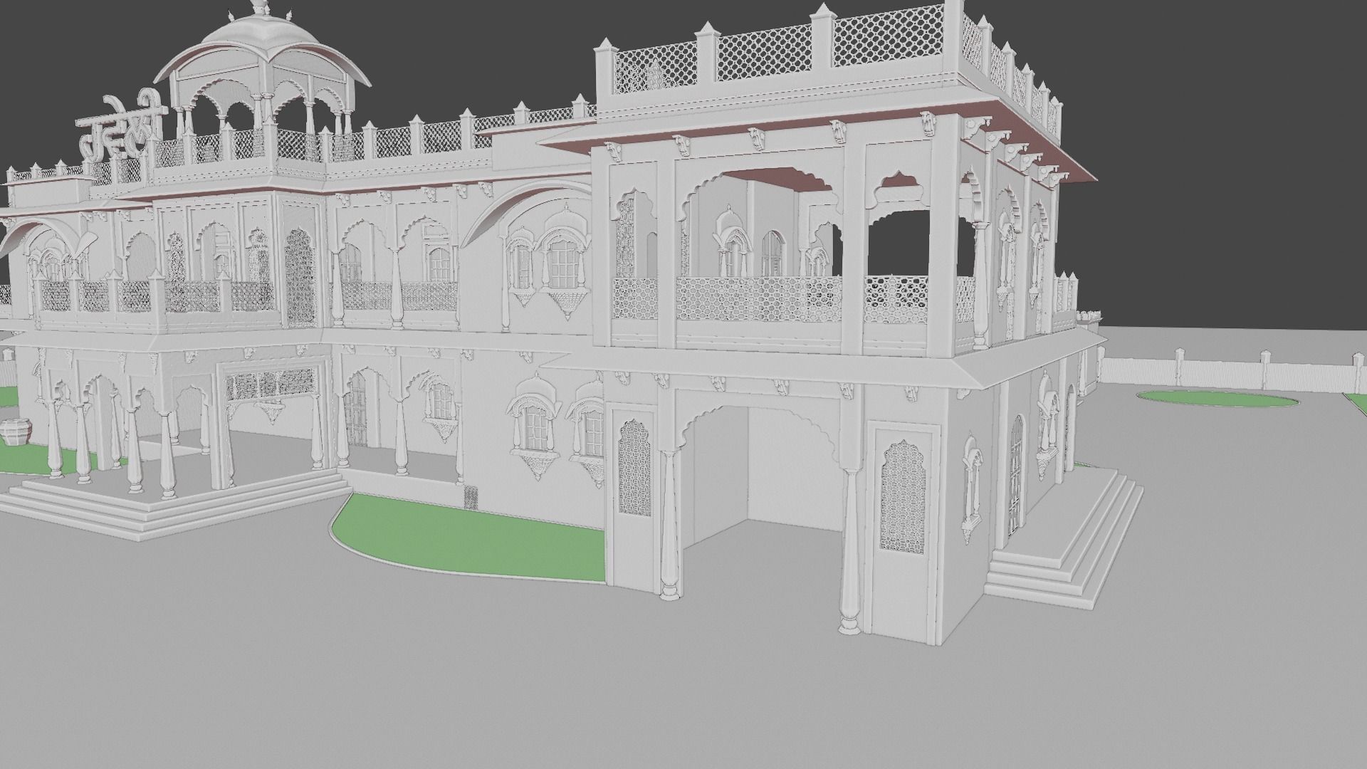 Indian Haweli Exterior Architecture 3D model_8