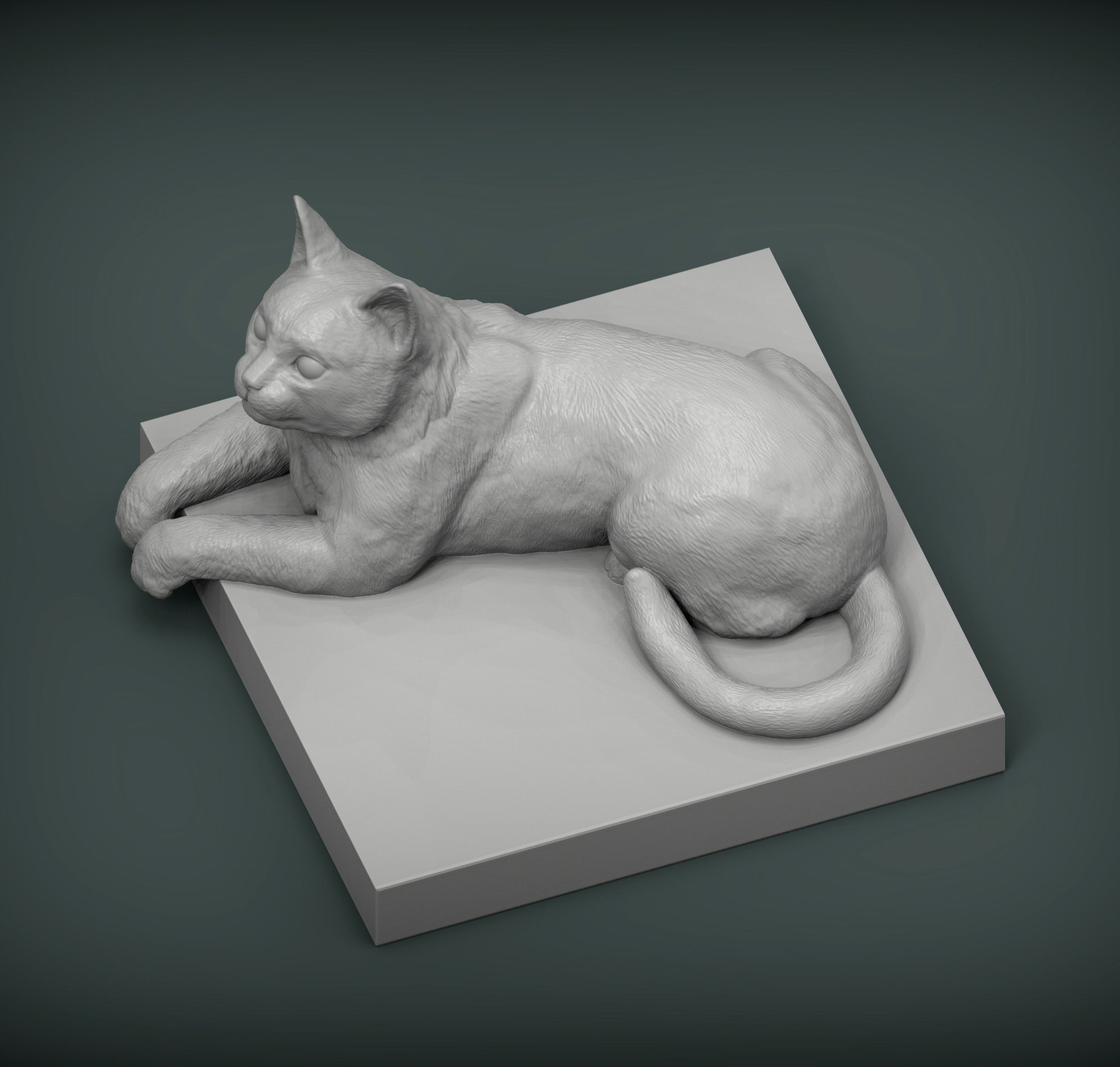 The cat is lying on the edge 3D print model_3
