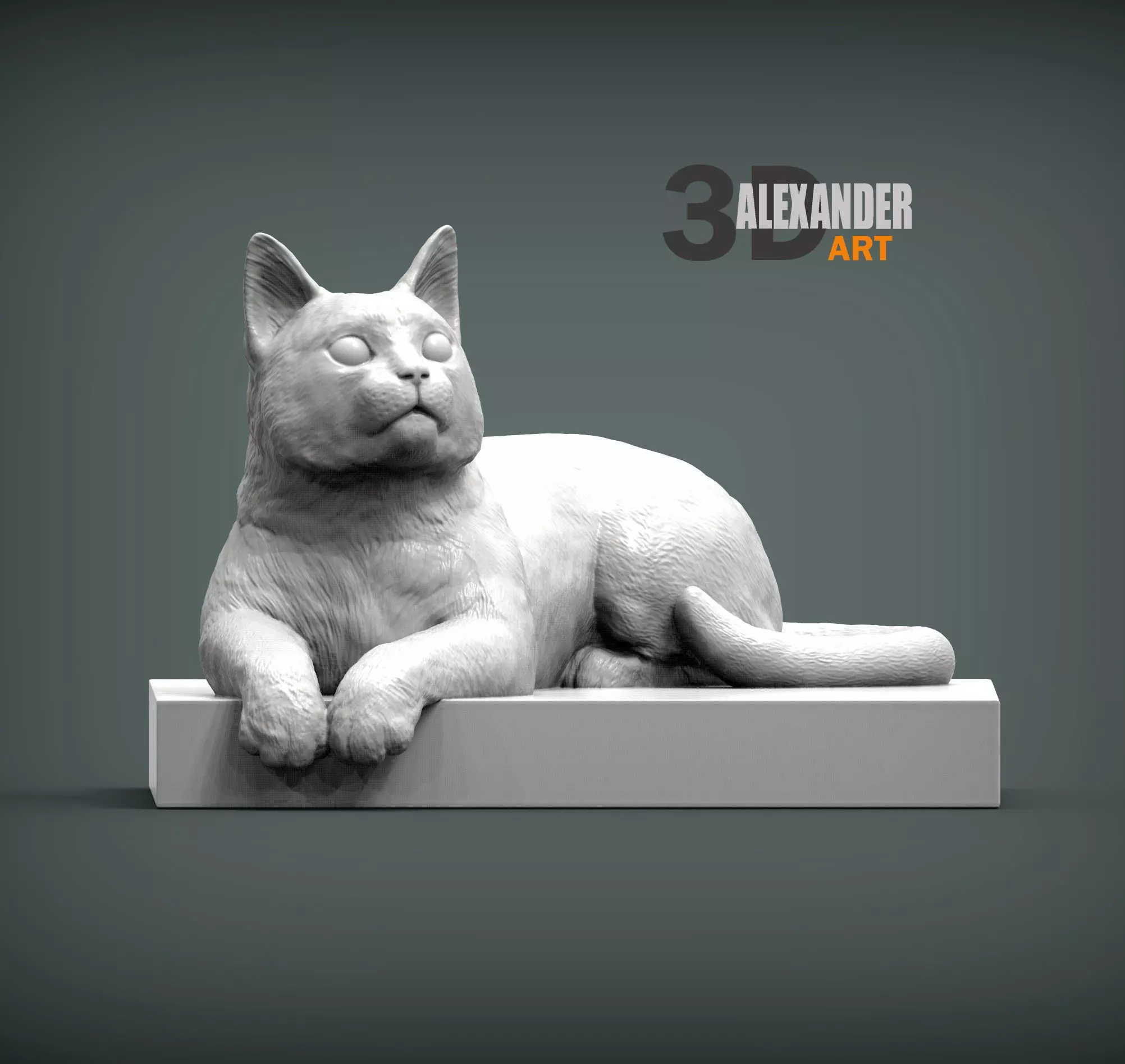 The cat is lying on the edge 3D print model_0