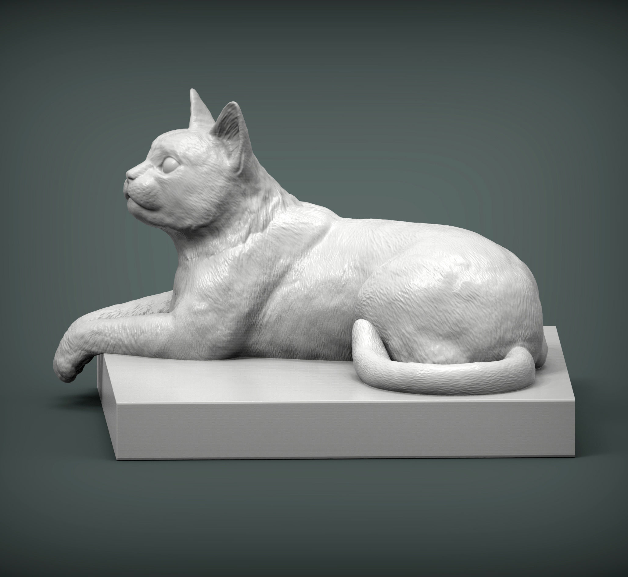 The cat is lying on the edge 3D print model_1