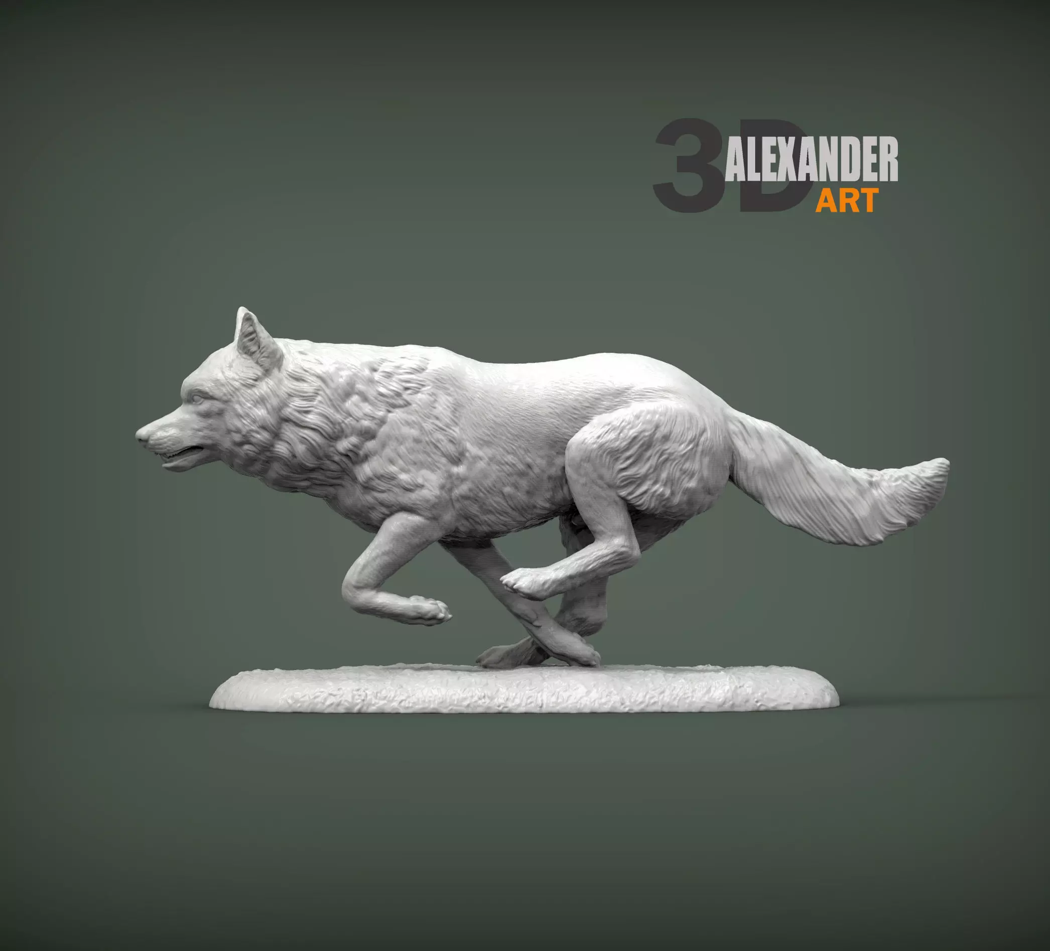 Running wolf 3D print model_0