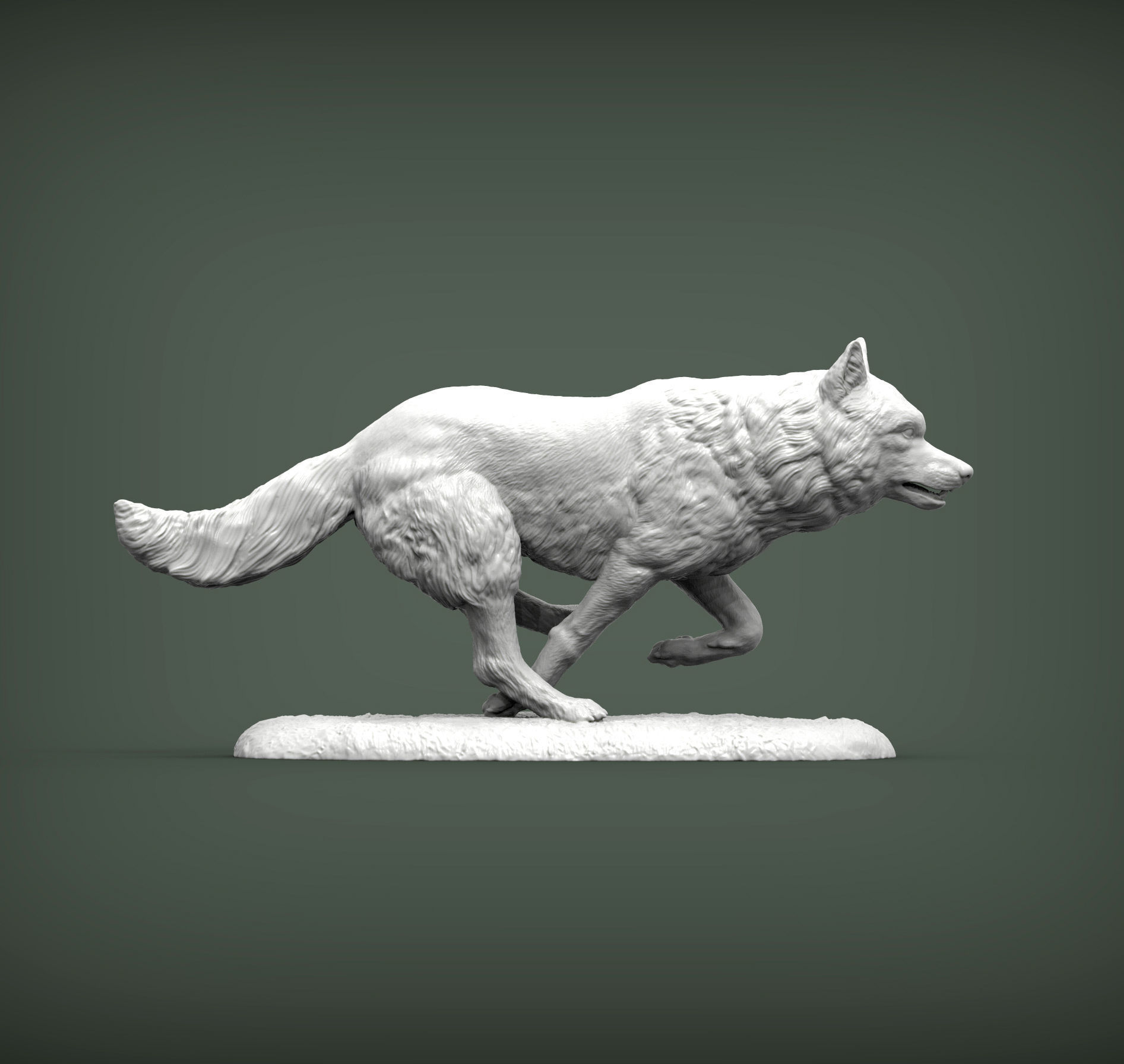 Running wolf 3D print model_3