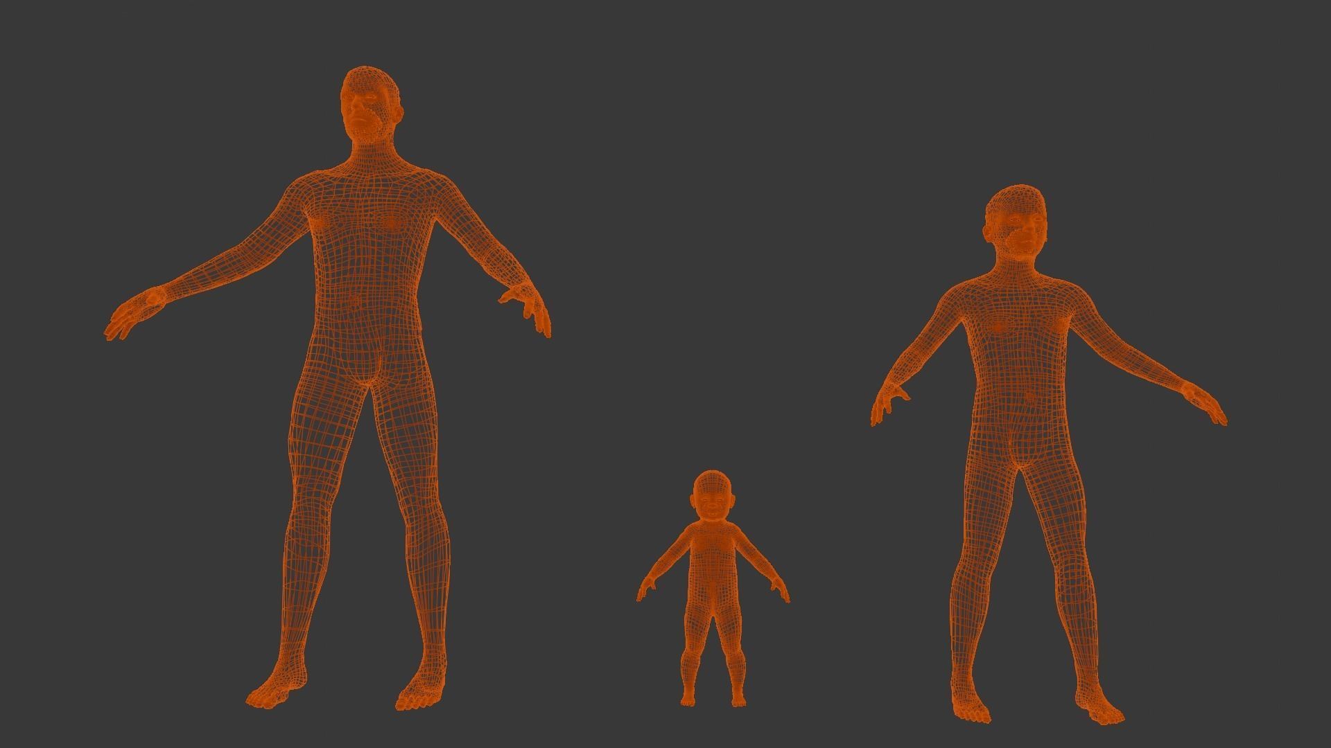 Human Family Base Pack 3D Model Low-poly 3D model_14