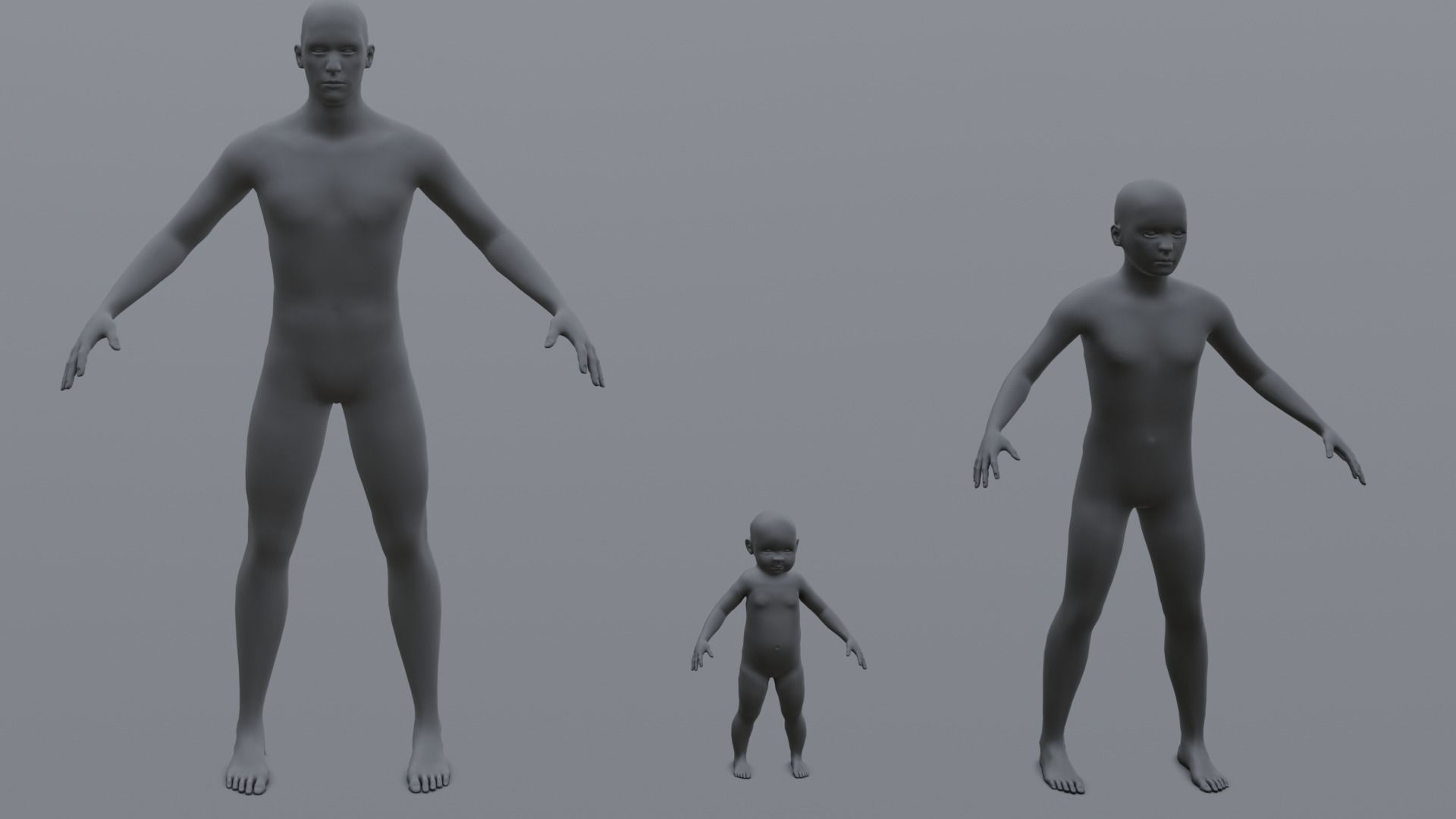 Human Family Base Pack 3D Model Low-poly 3D model_11