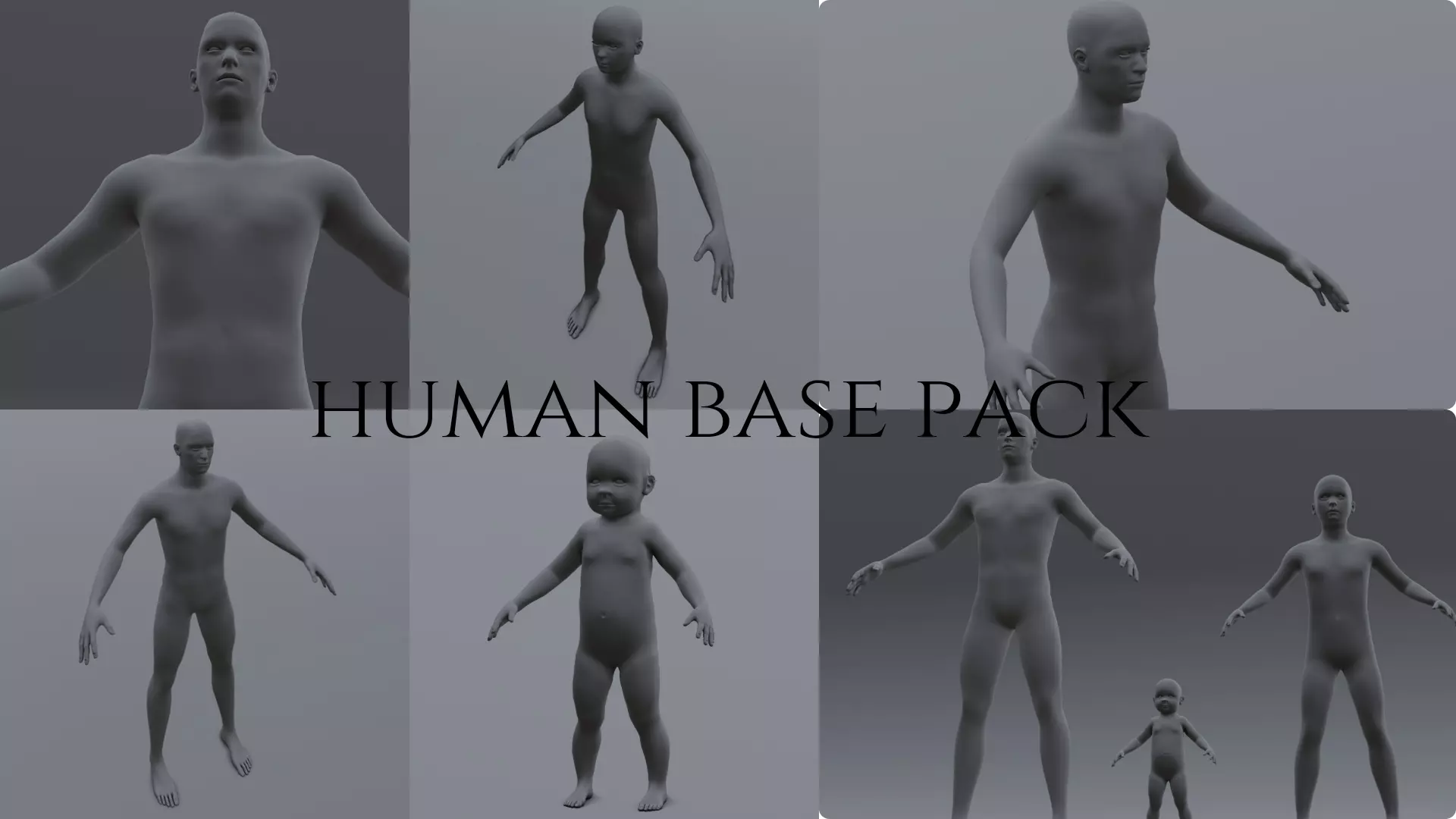 Human Family Base Pack 3D Model Low-poly 3D model_0