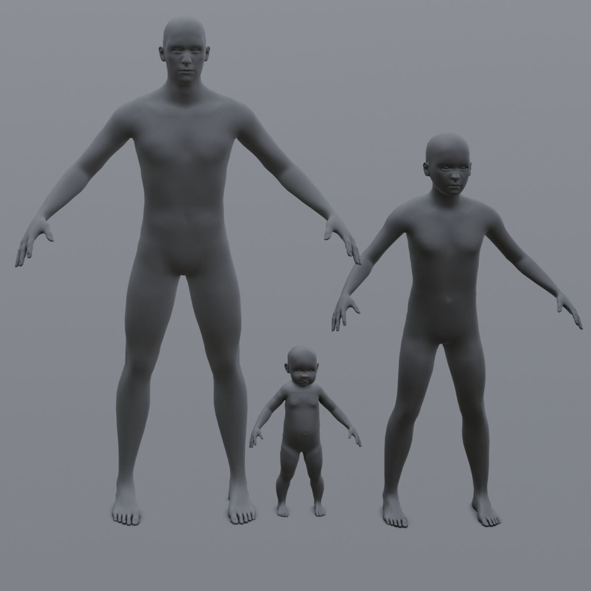 Human Family Base Pack 3D Model Low-poly 3D model_10