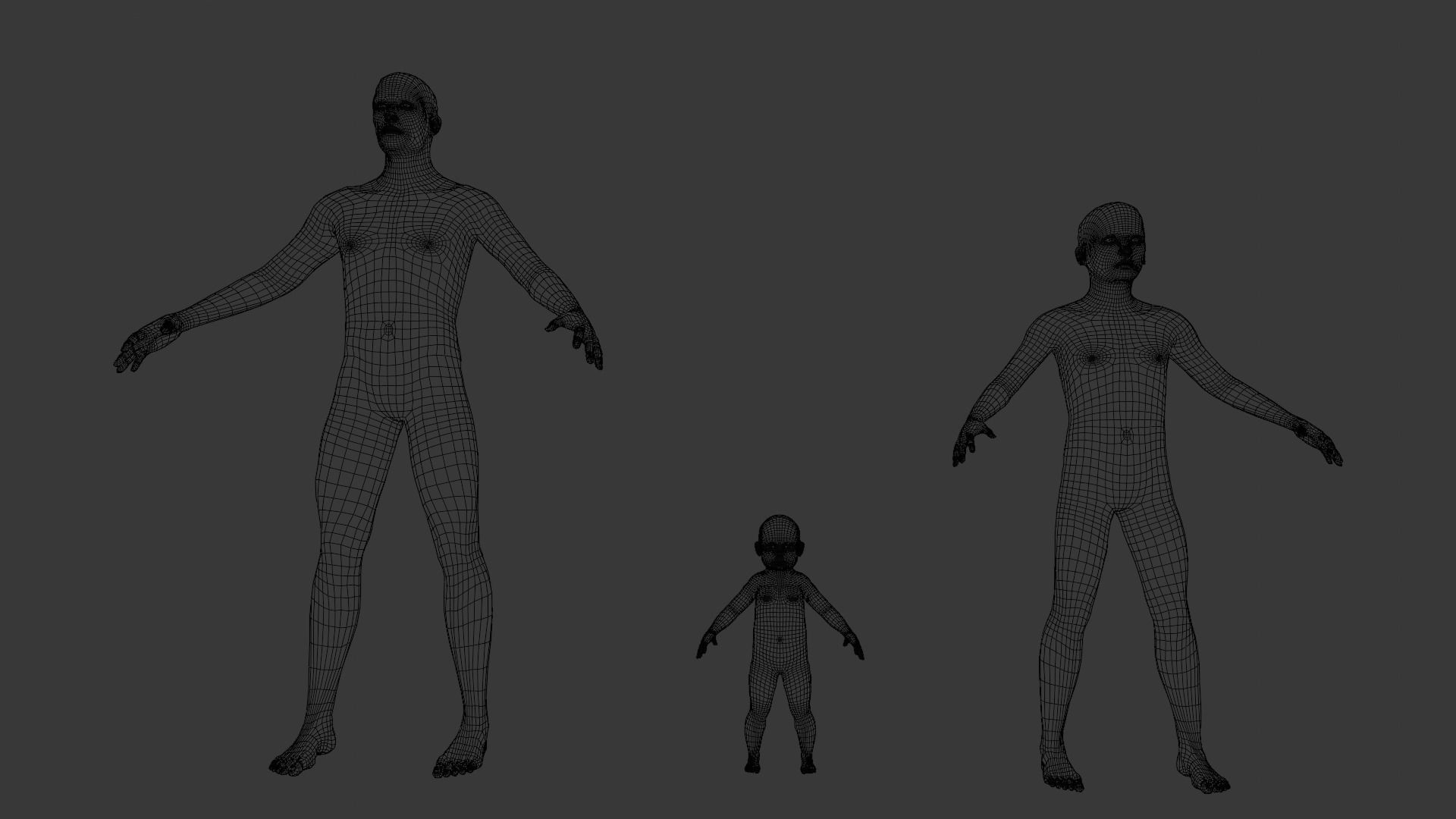 Human Family Base Pack 3D Model Low-poly 3D model_15