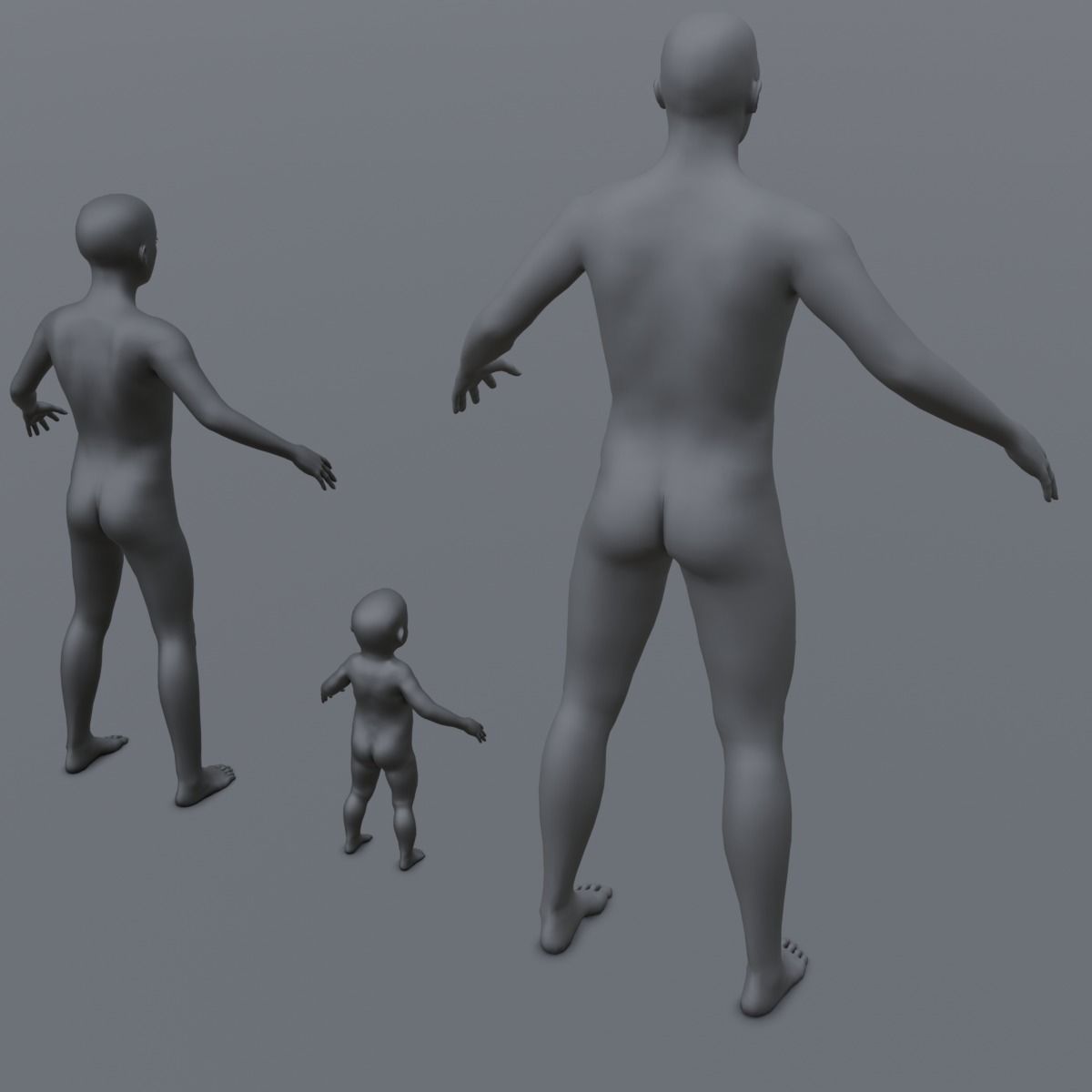 Human Family Base Pack 3D Model Low-poly 3D model_9