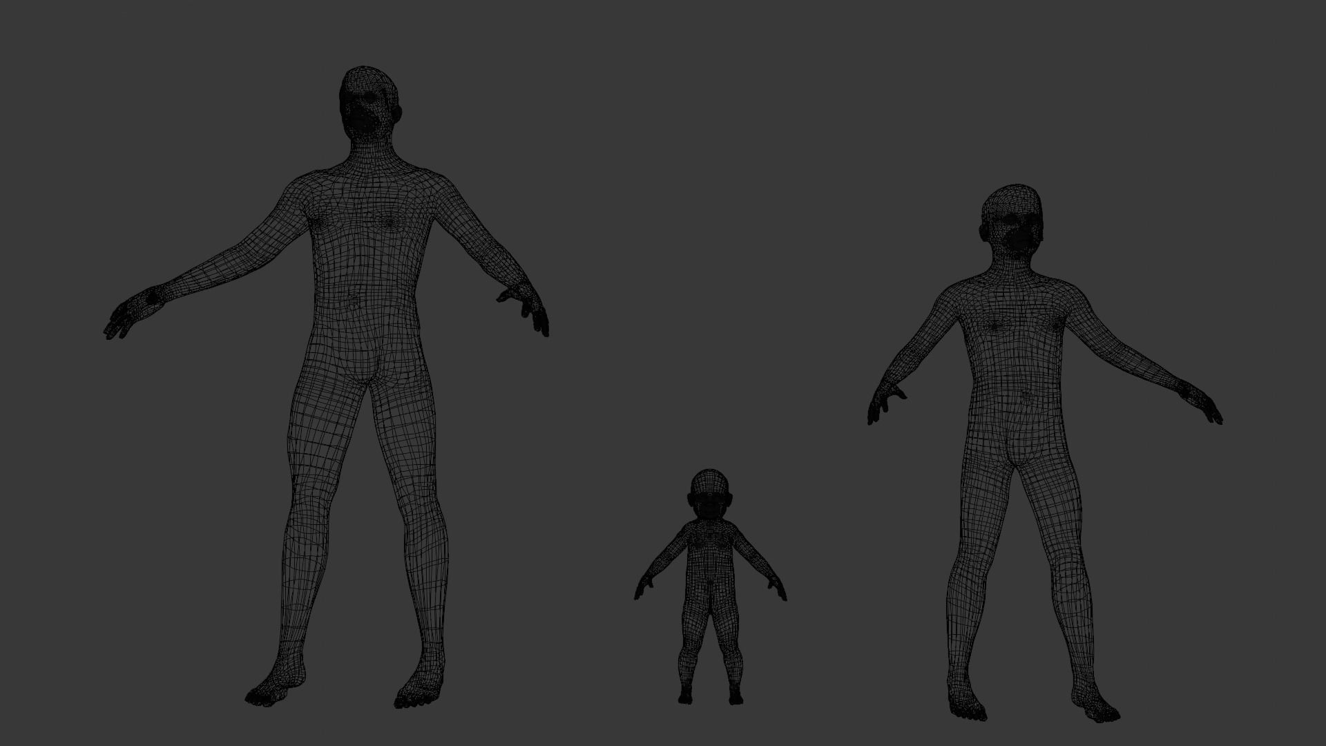 Human Family Base Pack 3D Model Low-poly 3D model_13