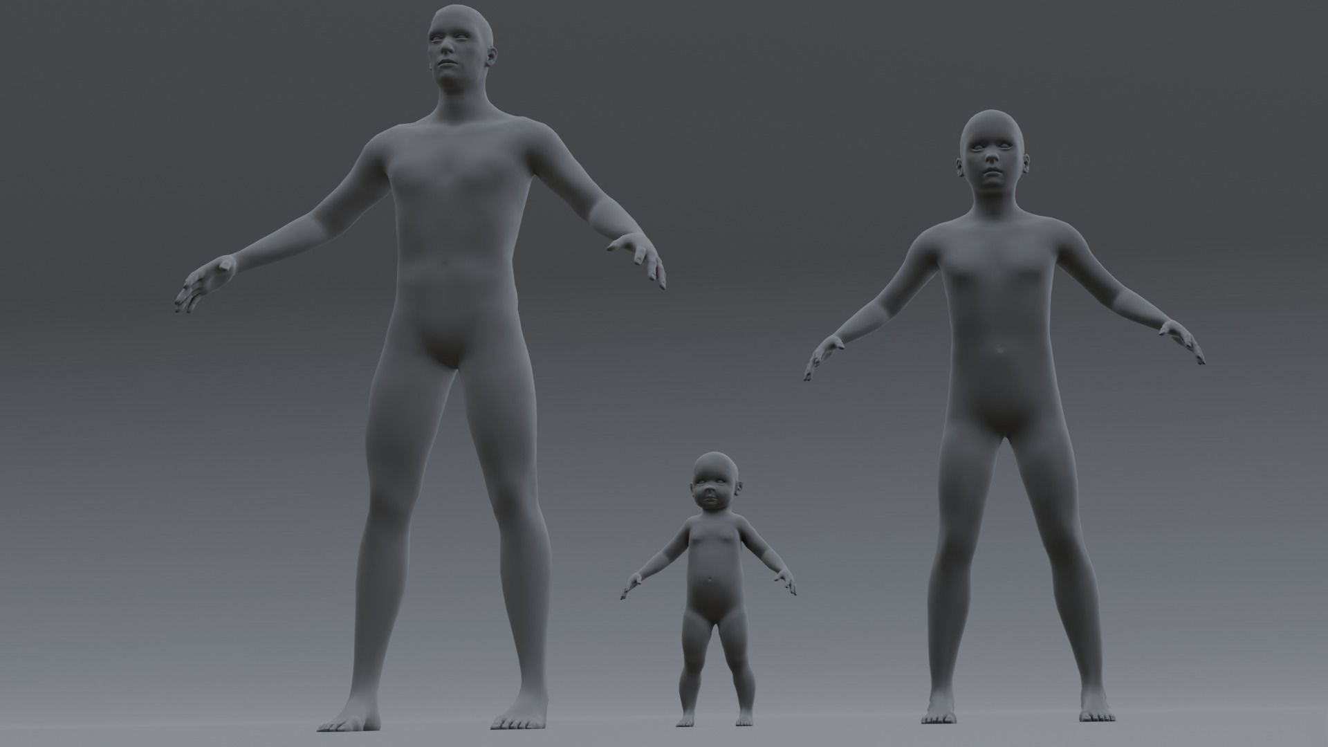 Human Family Base Pack 3D Model Low-poly 3D model_7
