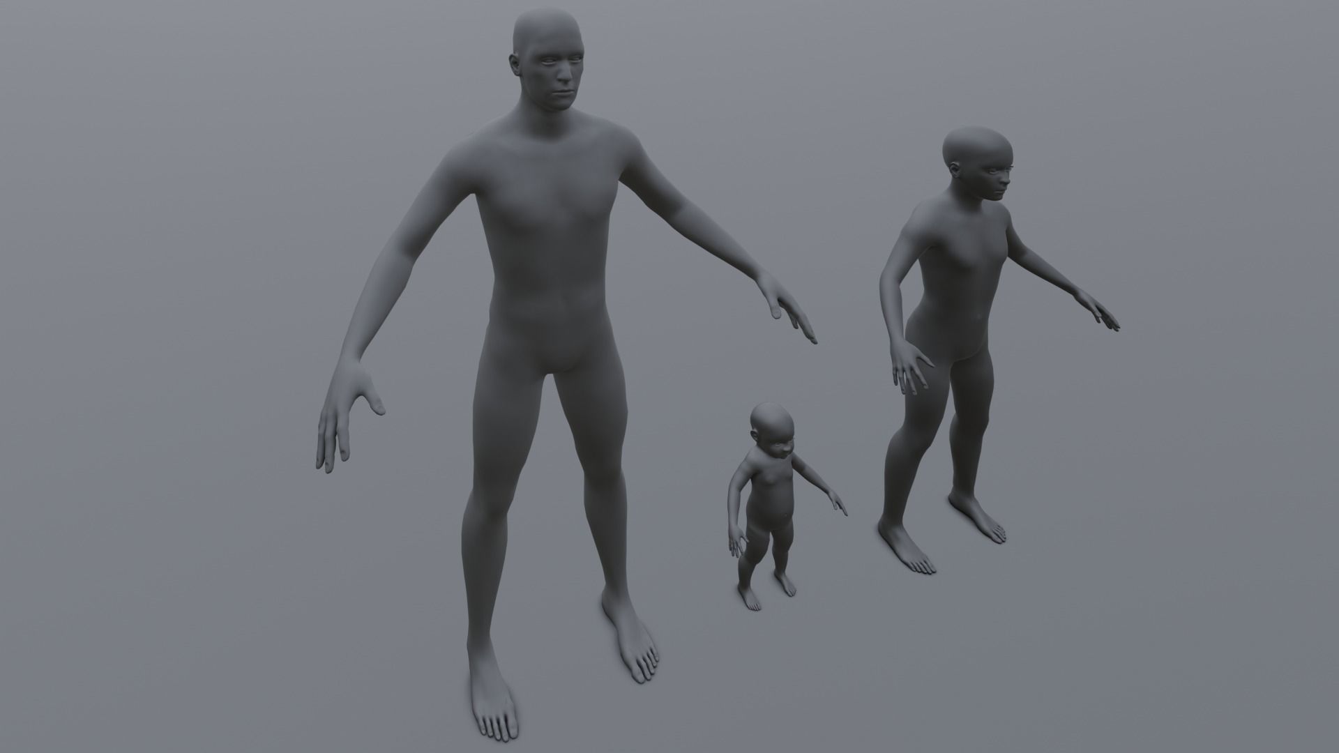 Human Family Base Pack 3D Model Low-poly 3D model_8