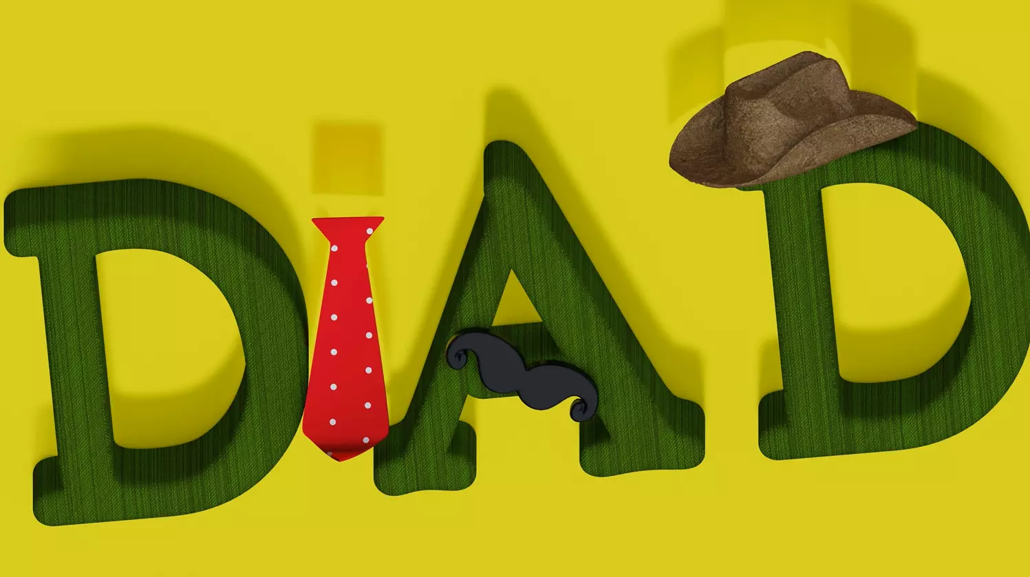 Fathers Day-DAD -overlay with Tie-hat-Mustache-DAD Love 3D model