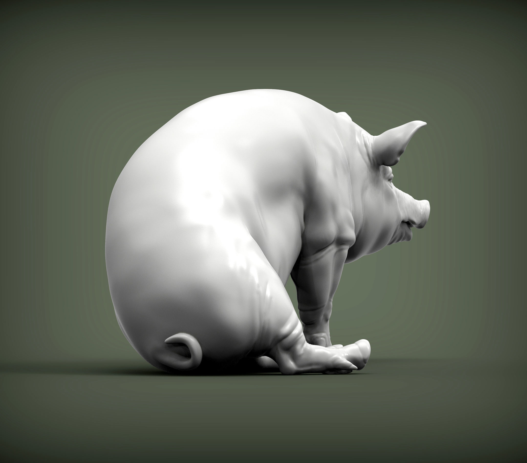 Pig sitting 3D print model_6
