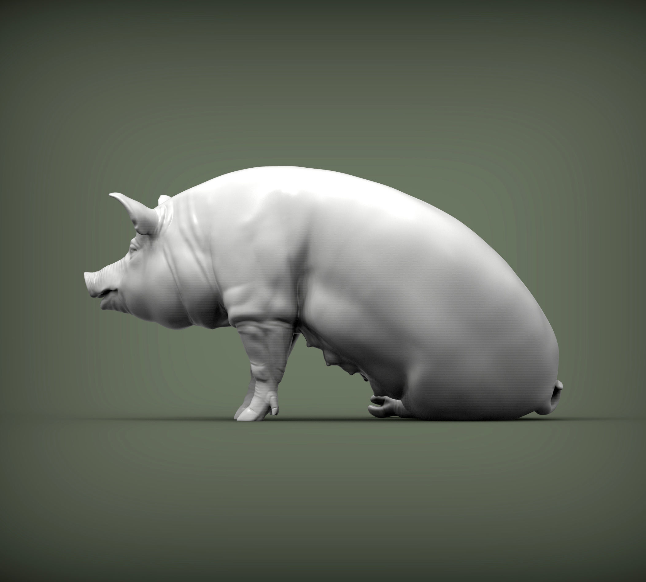 Pig sitting 3D print model_2