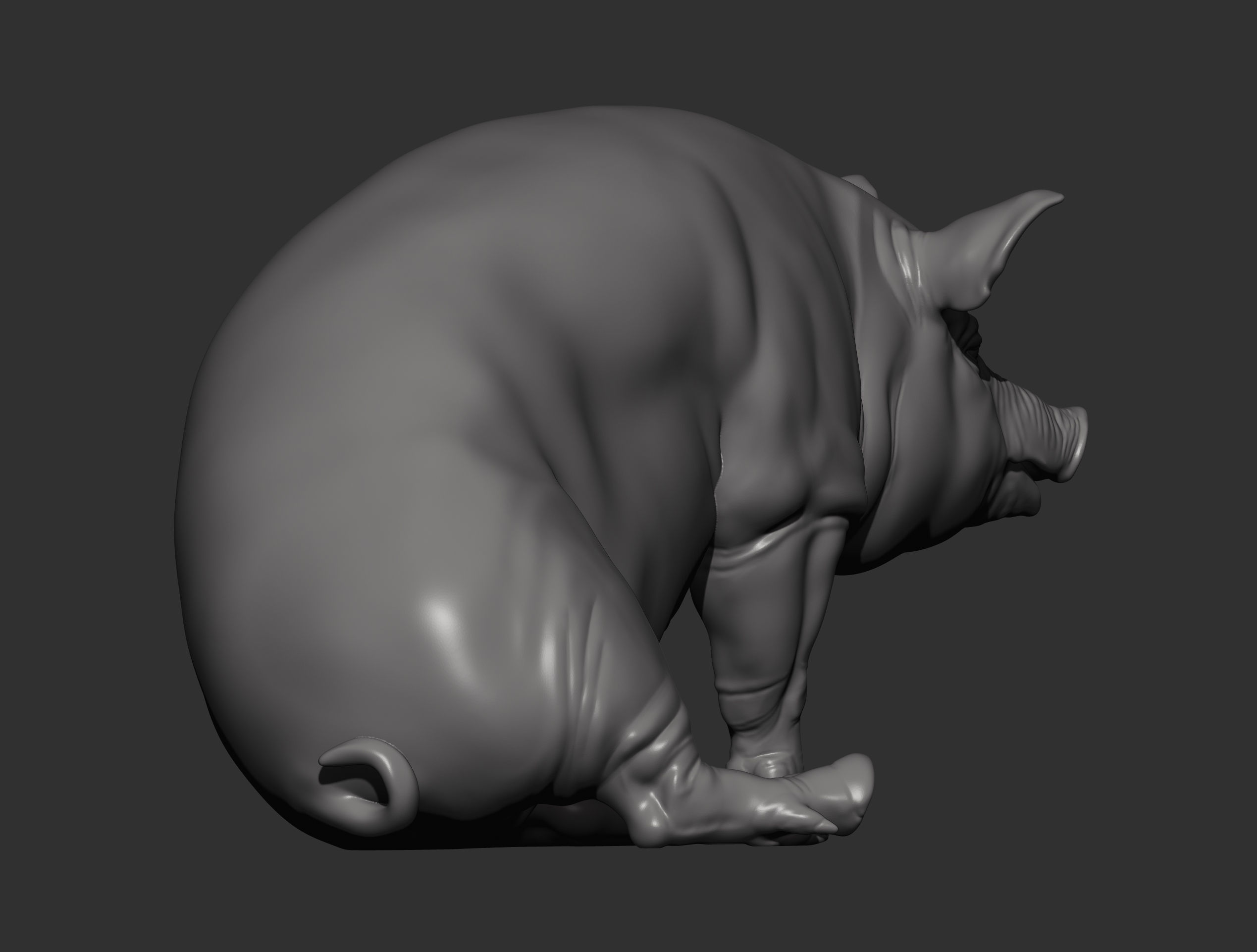 Pig sitting 3D print model_9
