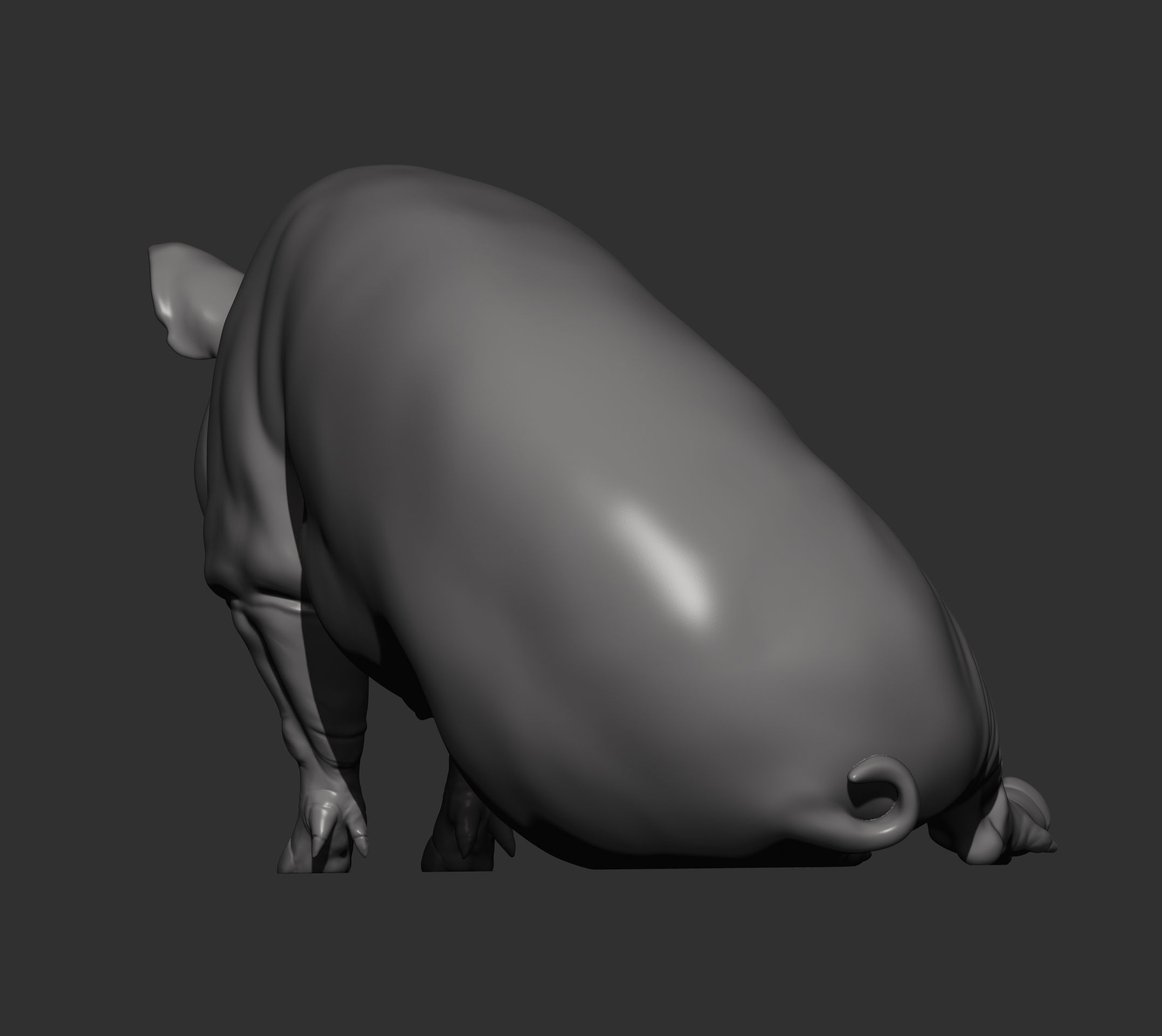 Pig sitting 3D print model_8