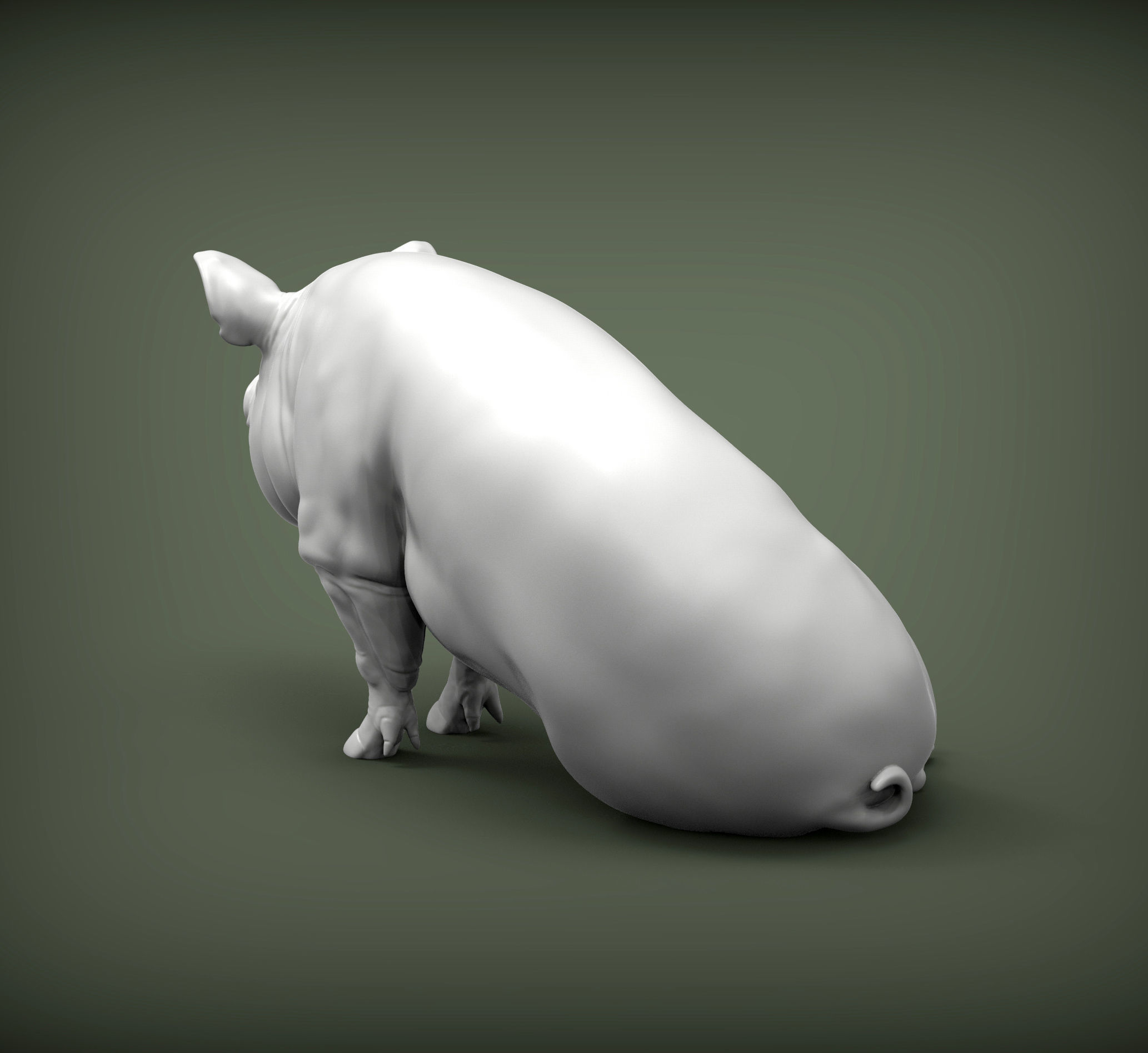 Pig sitting 3D print model_3