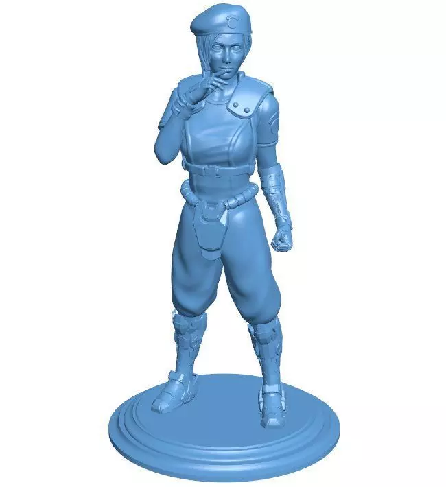 Japanese female robot police officer Low-poly 3D model_0