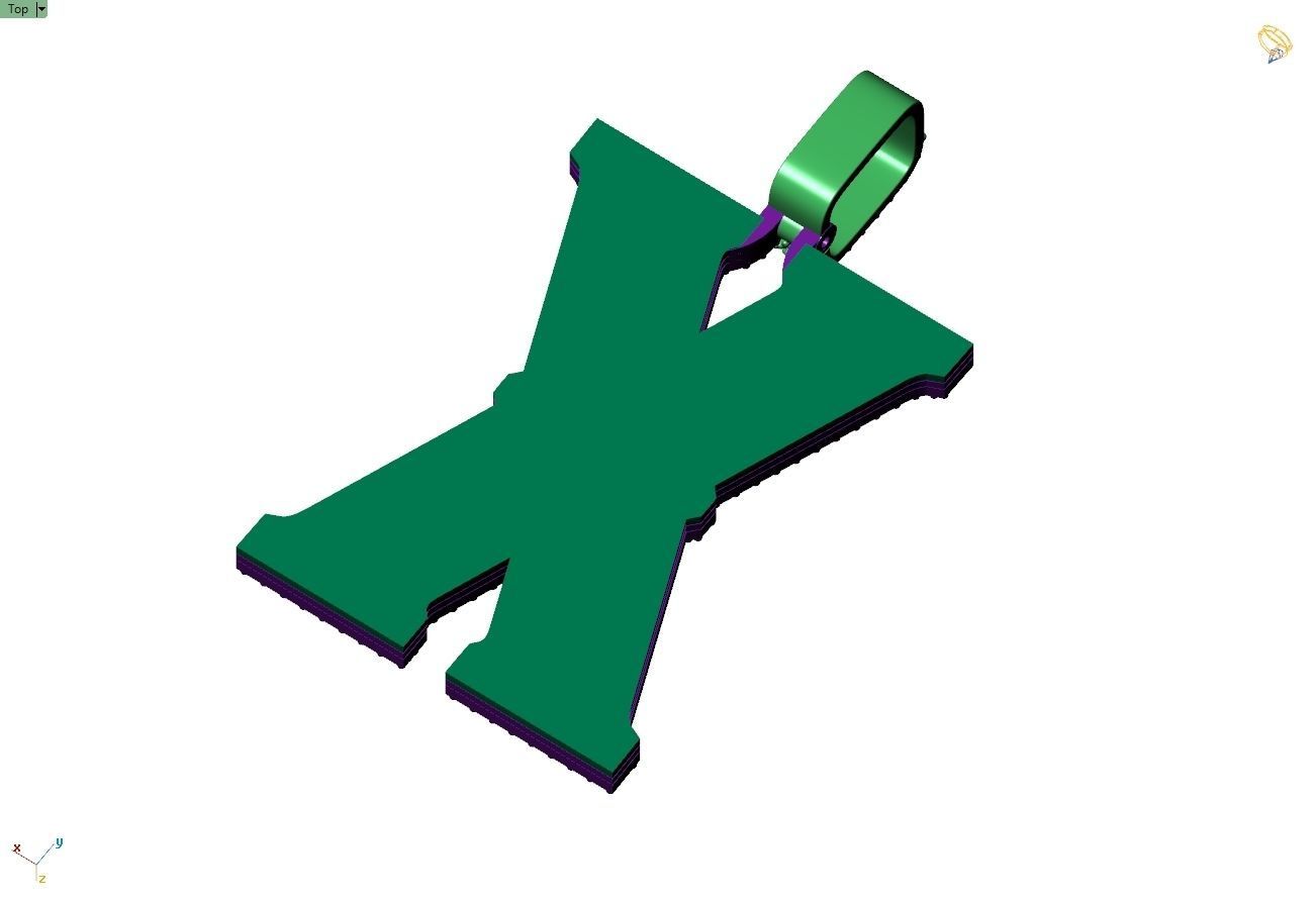 Custom Initial X Letter Diamond Pendant A to Z Alphabet Necklace 3D print model_9