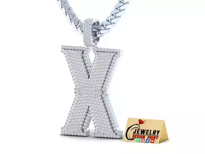 Custom Initial X Letter Diamond Pendant A to Z Alphabet Necklace