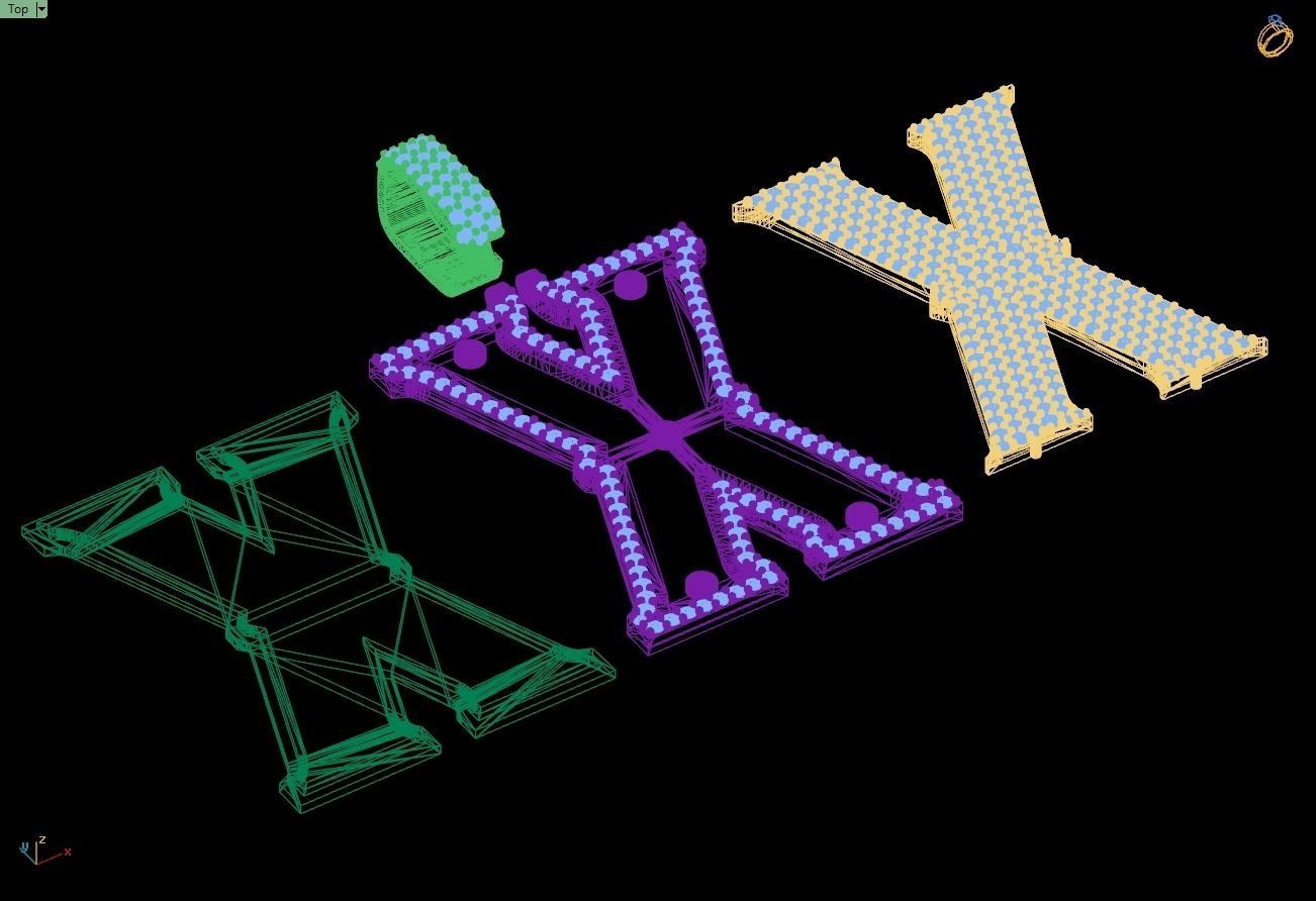 Custom Initial X Letter Diamond Pendant A to Z Alphabet Necklace 3D print model_15