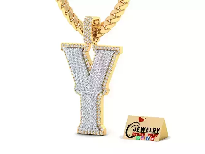 Custom Initial Y Letter Diamond Pendant A to Z Alphabet Necklace