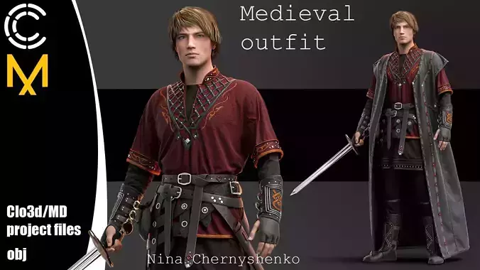 Medieval outfit - Marvelous Designer project and OBJ