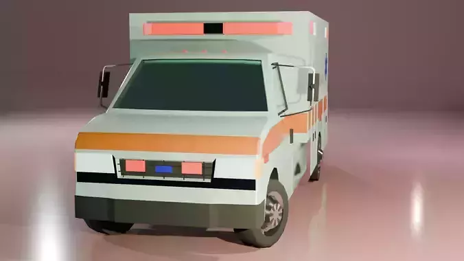 Low Poly gameready Ambulance car
