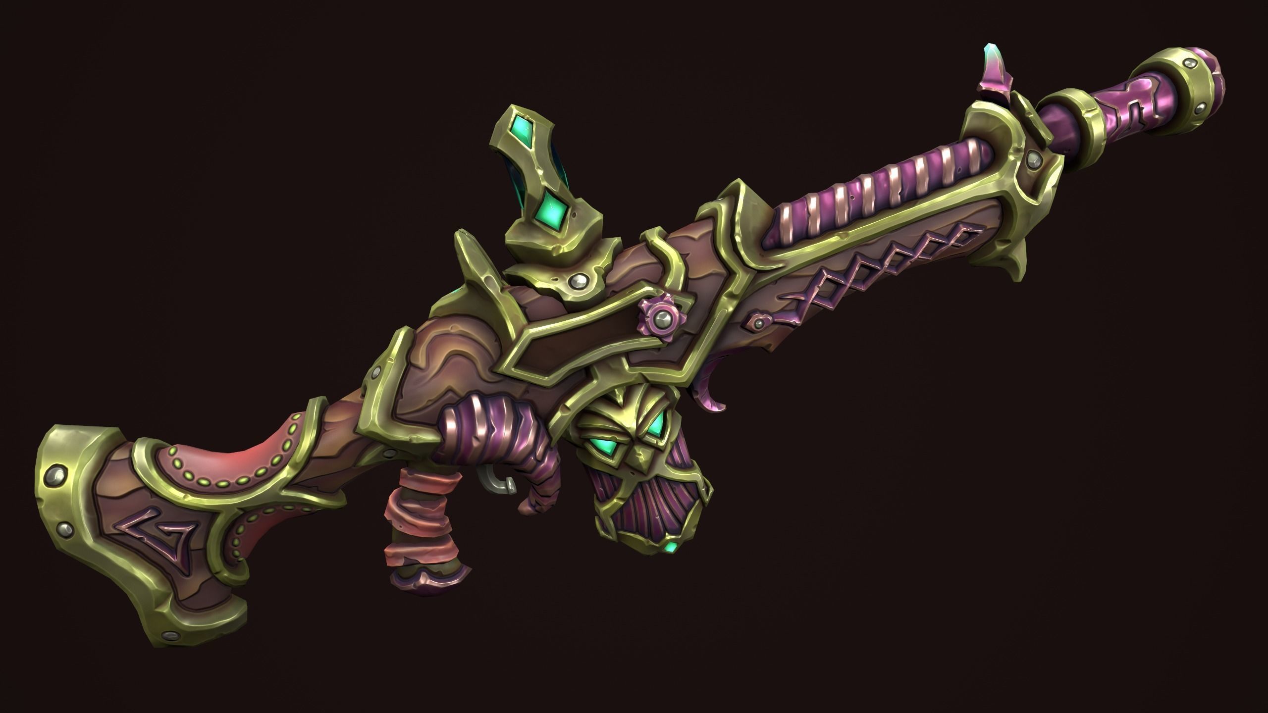 Dwarf assault rifle Low-poly 3D model_7