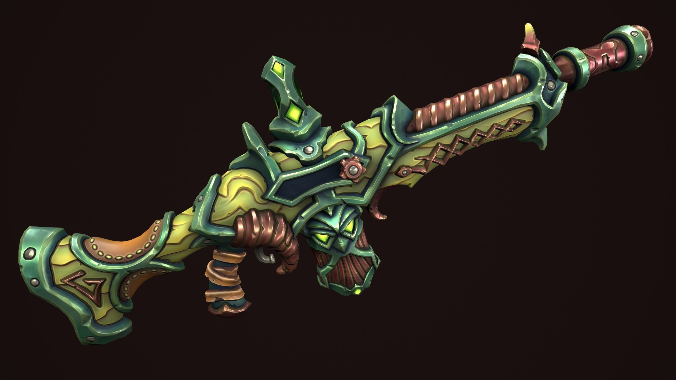 Dwarf assault rifle Low-poly 3D model_5