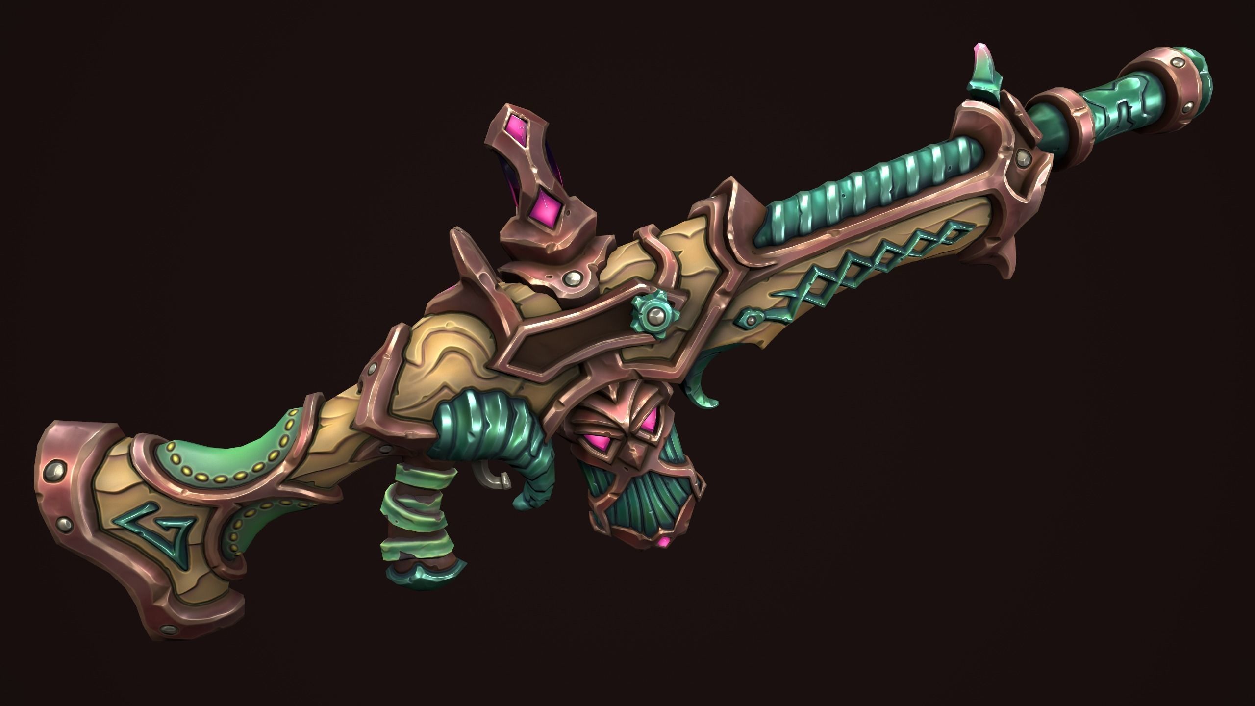 Dwarf assault rifle Low-poly 3D model_6