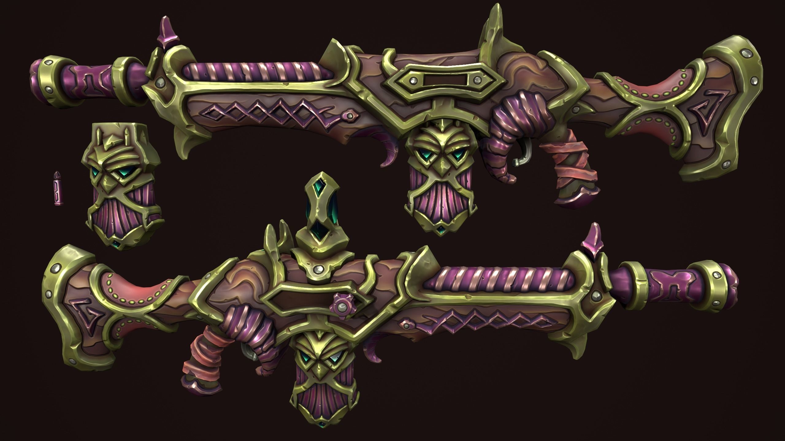 Dwarf assault rifle Low-poly 3D model_18